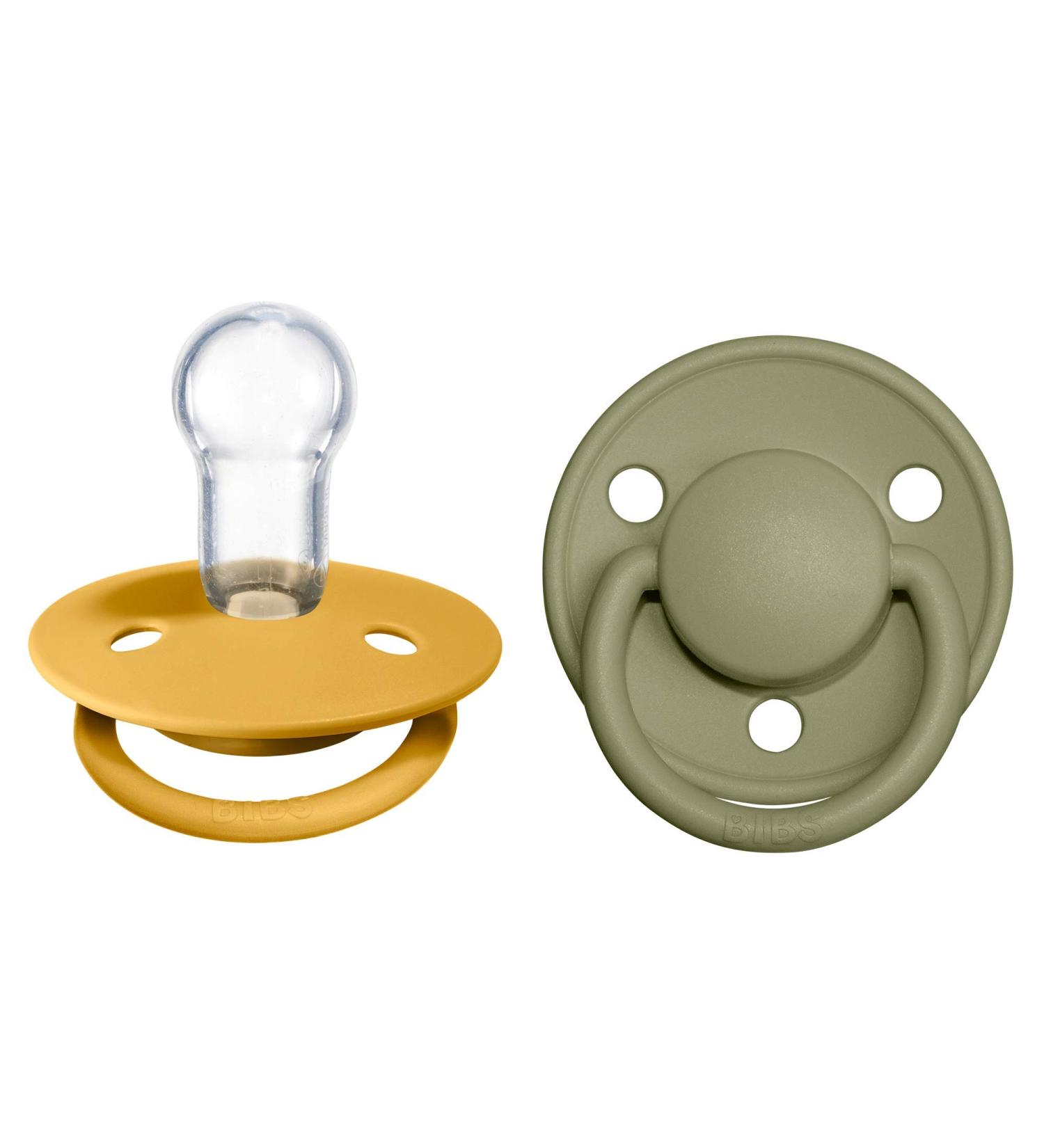 BIBS De Lux Baby Pacifier 2-Pack | Made in Denmark | BPA Free | Silicone OneSize | Honey Bee/Olive - Buy Online on GoSupps.com