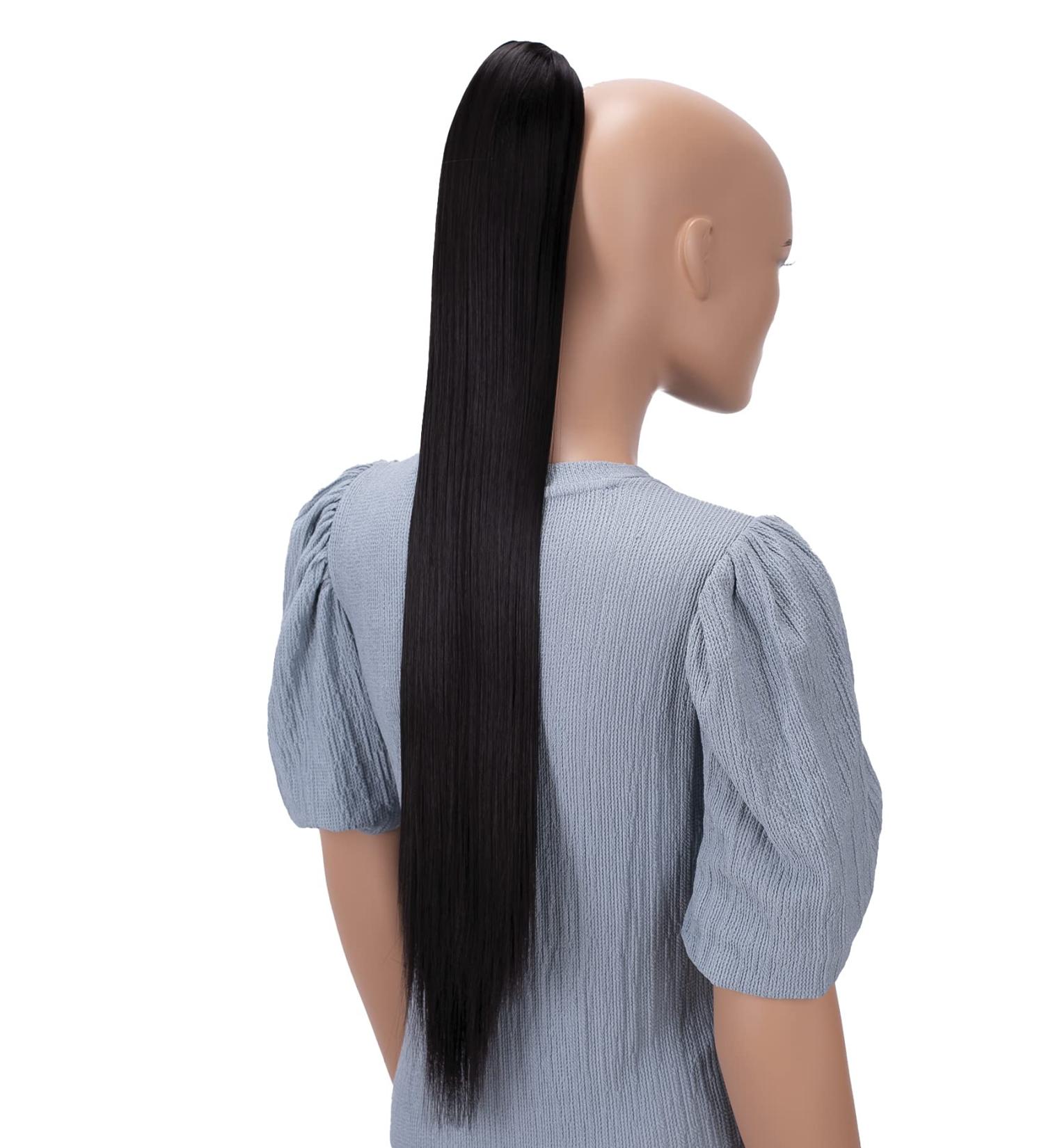 CAISHA 28 Extra Long Straight Ponytail Hairpiece - Heat-Resistant Synthetic Fibres - Black Brown #3 | H158 - Buy Online on GoSupps.com