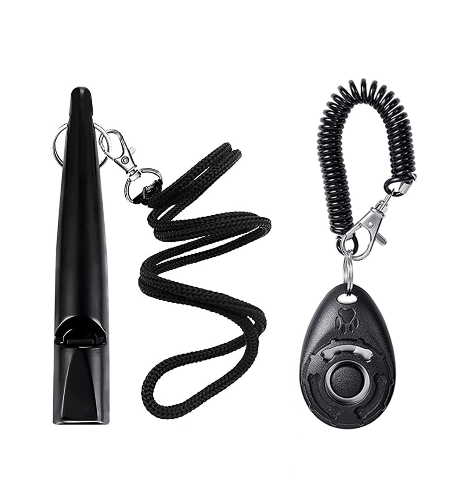 RUSHI DEALS 2-Piece Dog Whistle and Clicker Set for Professional Recall Training - Standardized Frequency - With Black Lanyard - Buy Online on GoSupps.com