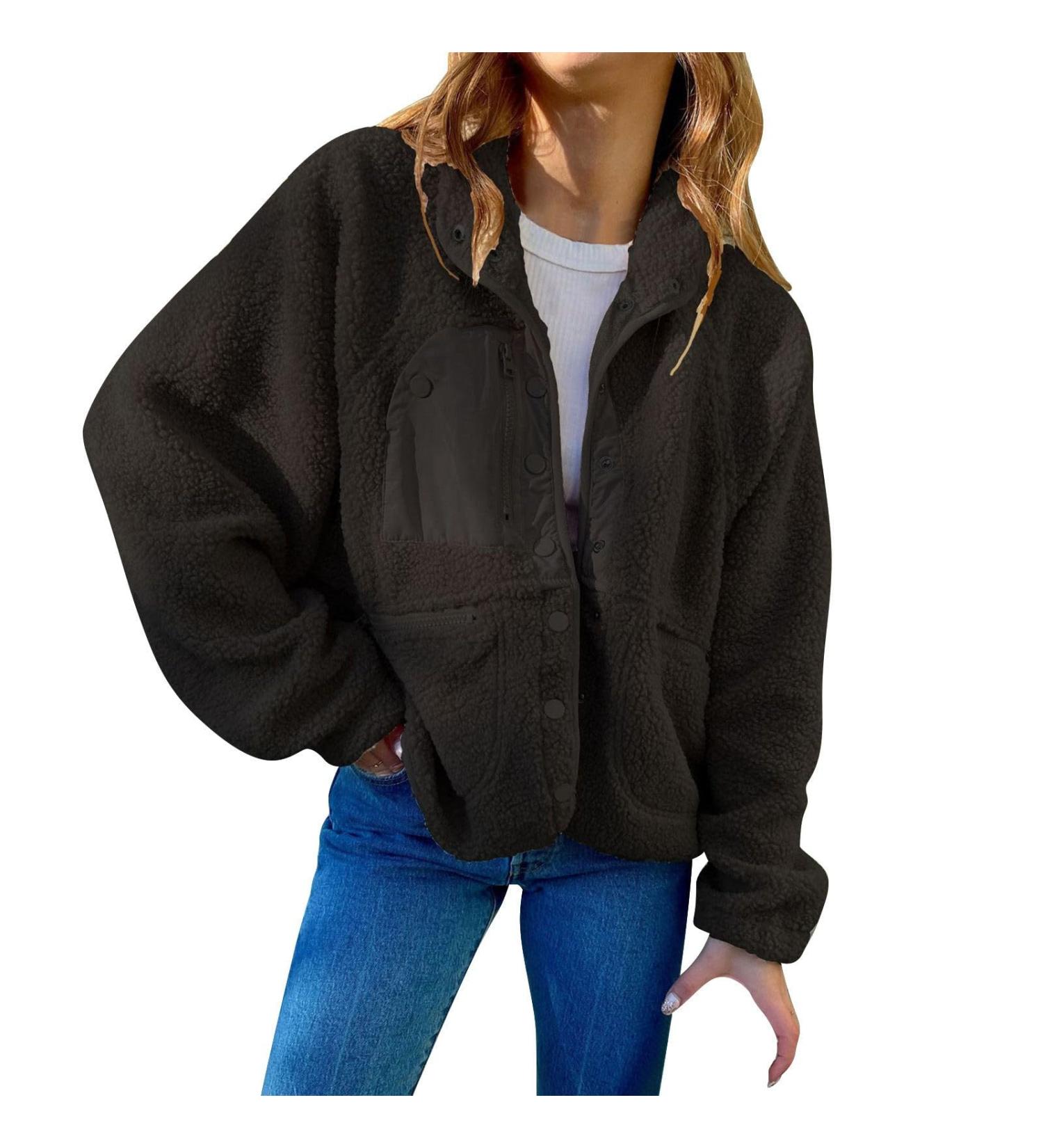 Hanxiulin Oversized Women's Plush Hoodie Jacket - Warm Cozy Synthetic Fur Winter Coat & Cardigan - Buy Online on GoSupps.com