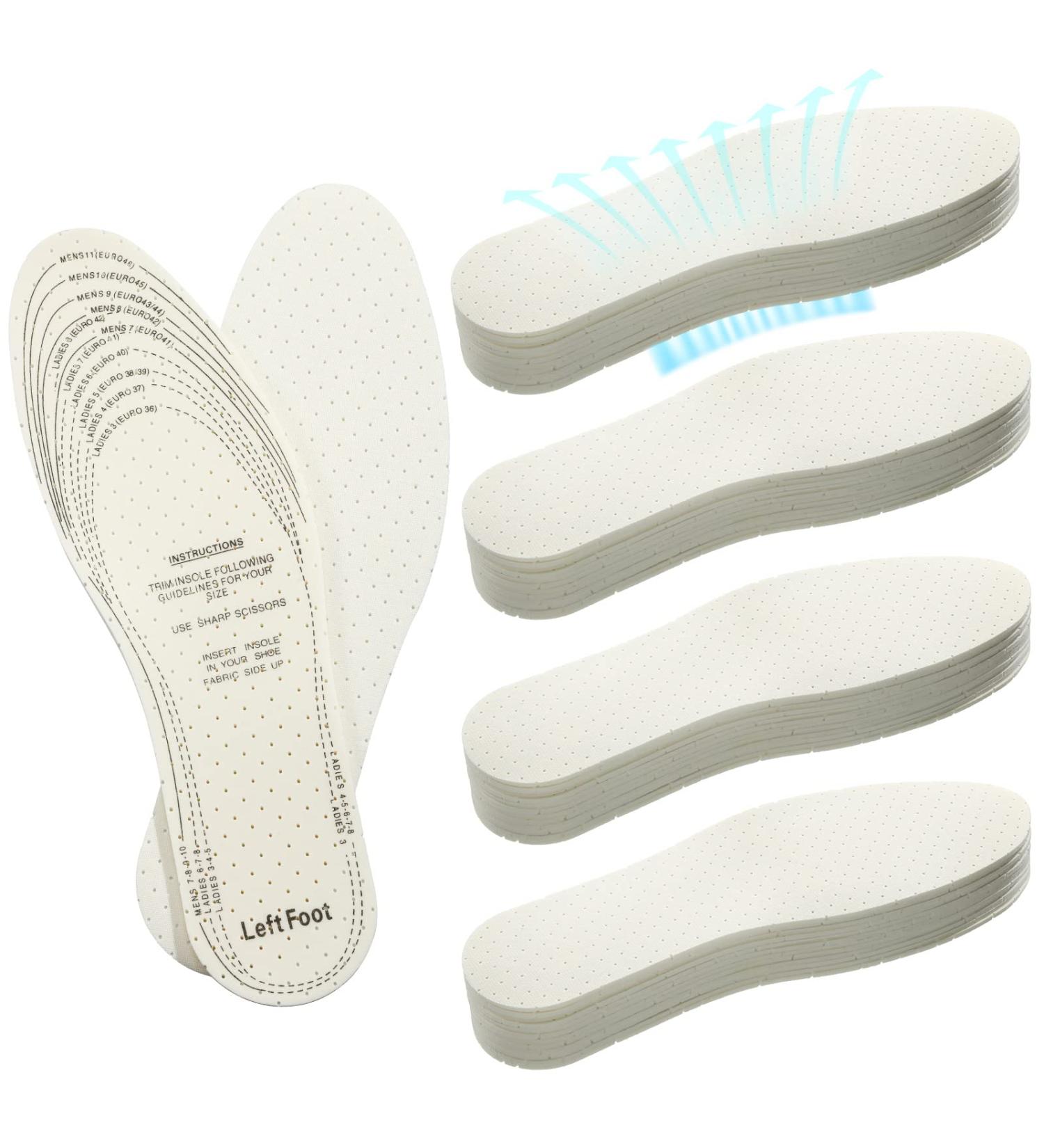 Vabean Breathable Shoe Inserts - 24 Pairs | Latex Insoles for Men & Women | Cut to Fit, Sweat Stopping with Soft Cushioning & Holes | Unisex Walking Comfort Insole - Men 7-11, Women 3-8 - Buy Online on GoSupps.com