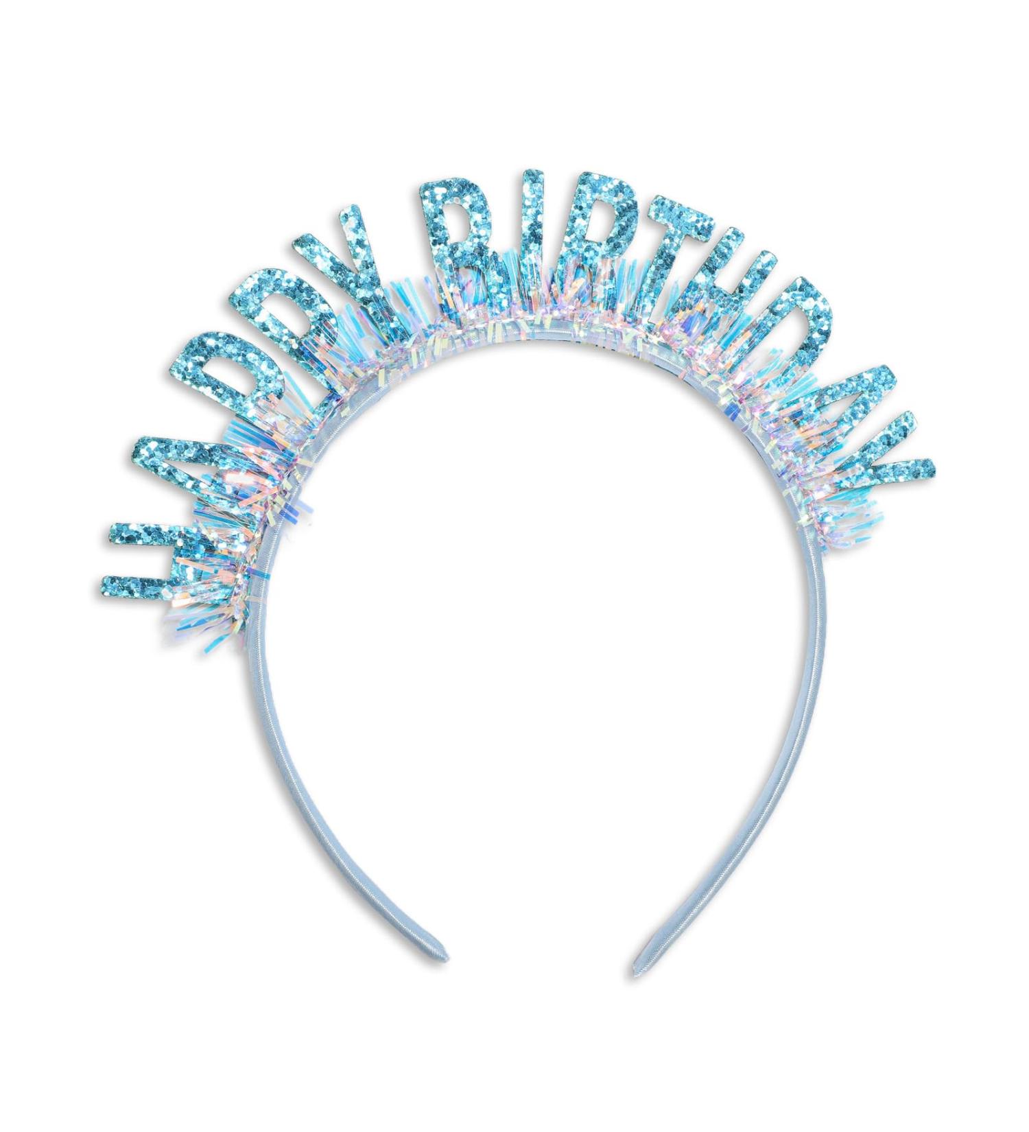 Birthday Crown Headband Happy Birthday Headband for Women Girl Glitter Birthday Tiara Hair Band Headwear Happy Birthday Party Decorations Accessories Gift (Blue) - Buy Online on GoSupps.com