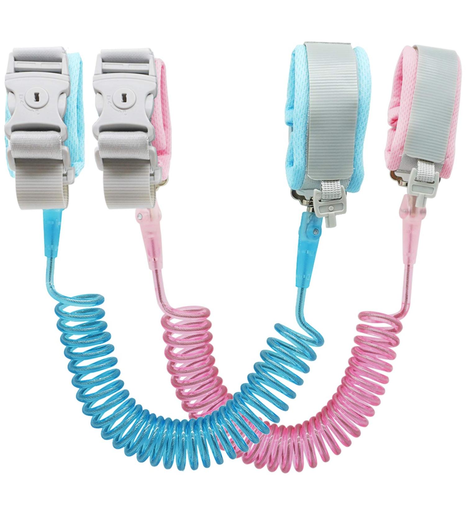 Kids Anti Lost Wrist Link (8.2ft) 2 Pack - Toddler Leash Wrist for Child Safety with Key Lock - Pink and Blue - Buy Online on GoSupps.com