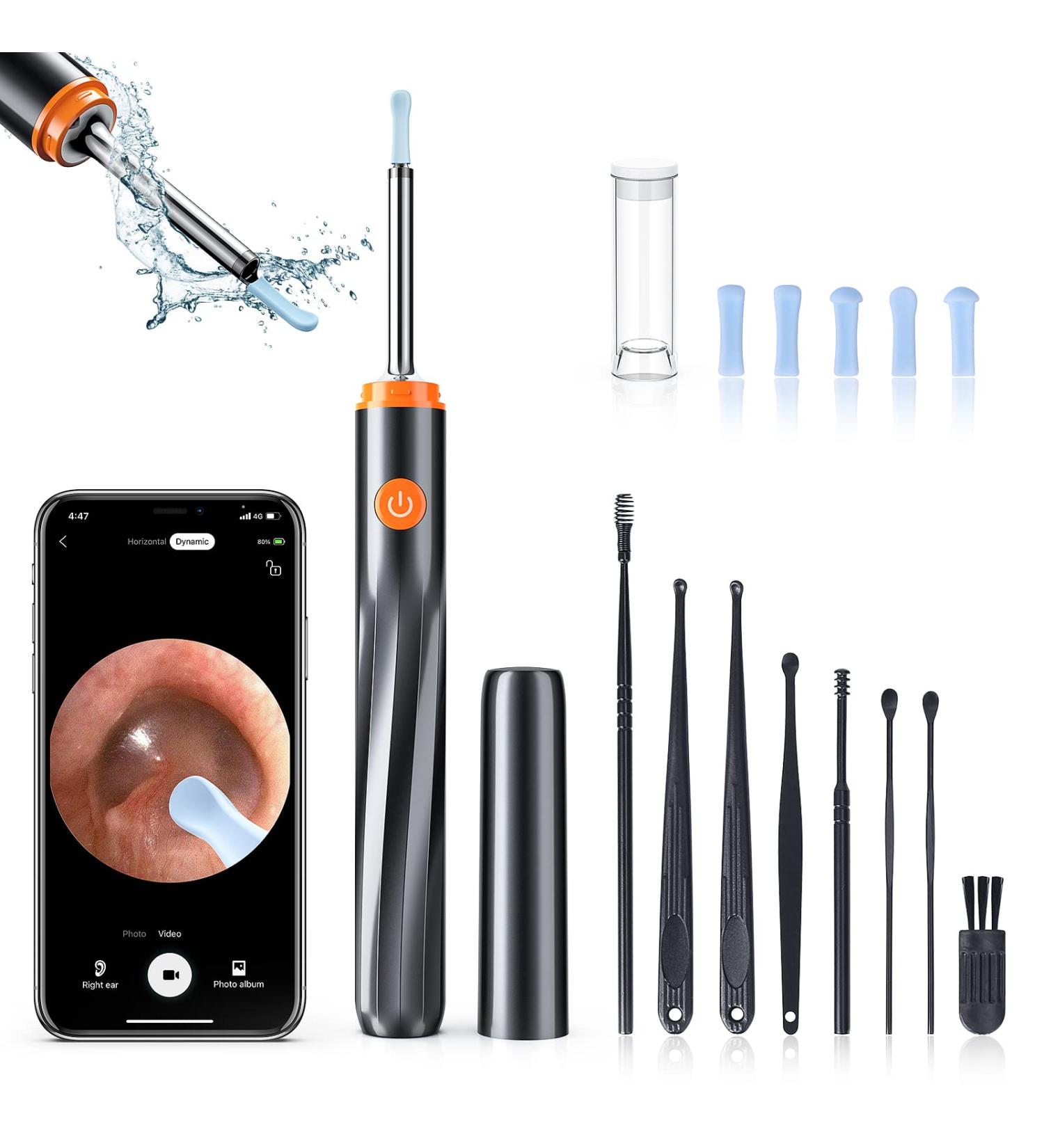 Ear Cleaner with Camera | Ear Wax Removal Kit with 8 Pcs Ear Set | Ear Cleaning Tool with 6 Ear Spoons & Light Otoscope for iPad, iPhone, Android - Easy Earwax Removal - Buy Online on GoSupps.com