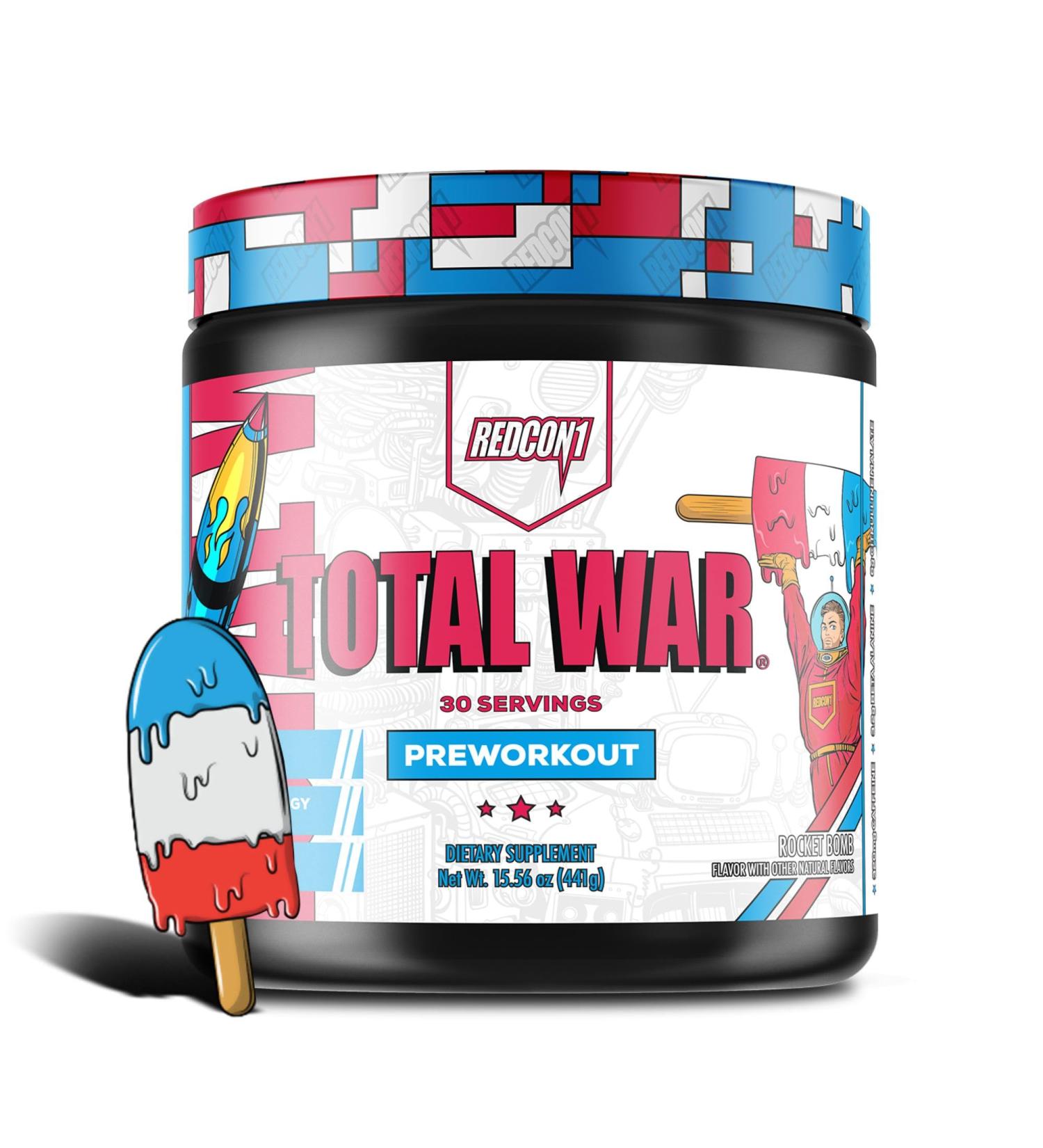 REDCON1 Total War Preworkout - 320mg Caffeine Beta Alanine Amino Acids for Energy & Endurance - Rocket Bomb Flavor (30 Servings) - Shop Internationally - Buy Online on GoSupps.com