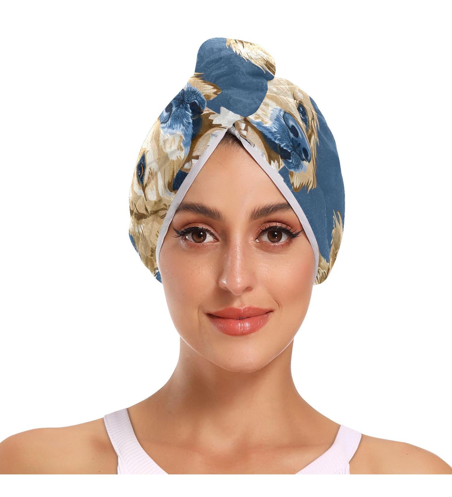 Super Absorbent Labrador & Golden Retriever Dog Hair Towel 2 Pack - Quick Dry Hair Turbans for Women & Girls - Buy Online on GoSupps.com