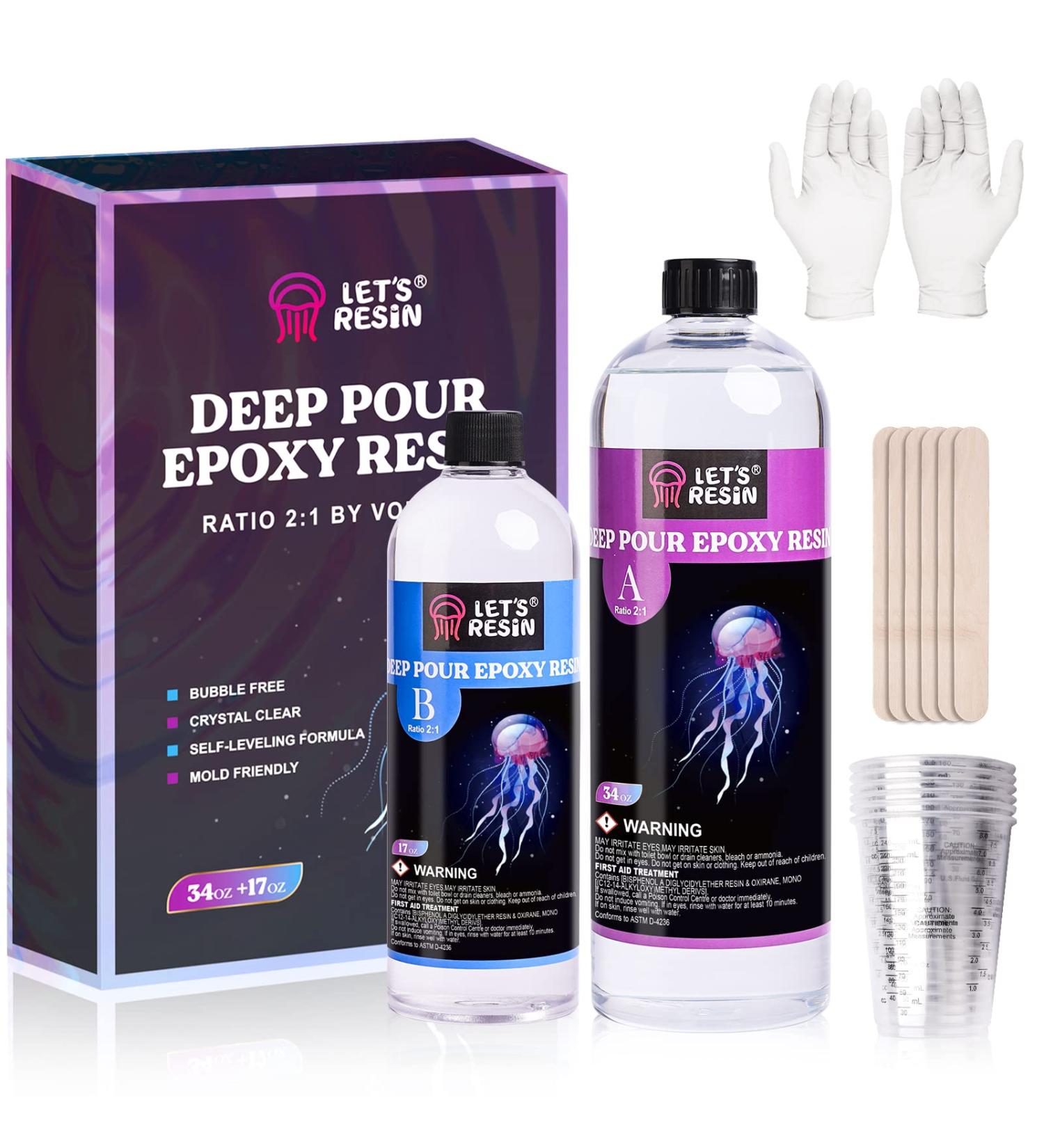 LET'S RESIN 51oz Deep Pour Epoxy Resin Kit - Crystal Clear & Bubble-Free Resin for River Tables and Wood Crafts - Buy Online on GoSupps.com