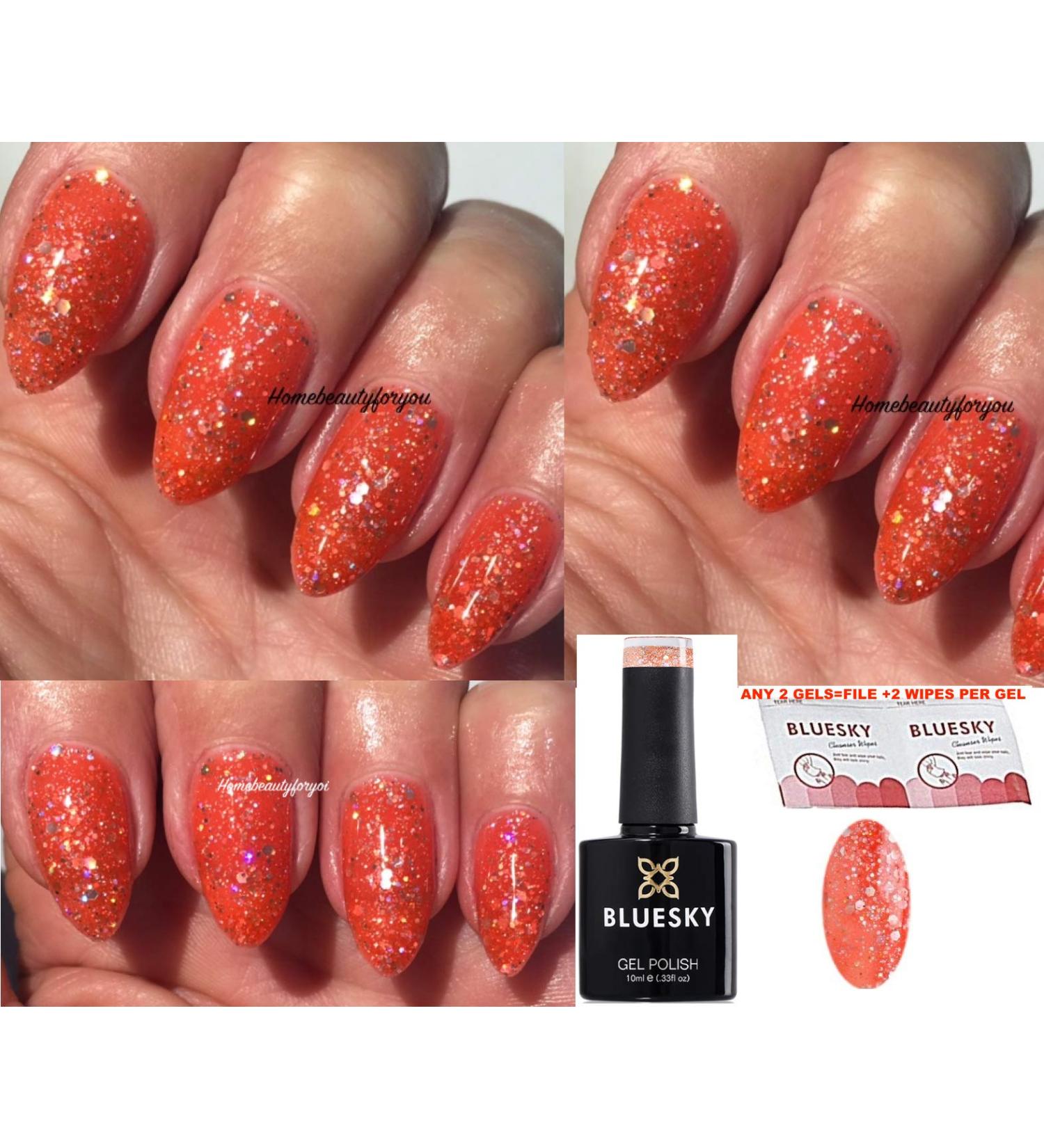 Bluesky Gel Nail Polish Naked By The Fire Blz53 Red Glitter Long Lasting Chip Resistant 10 ml (Requires Curing Under UV LED Lamp) - Buy Online on GoSupps.com