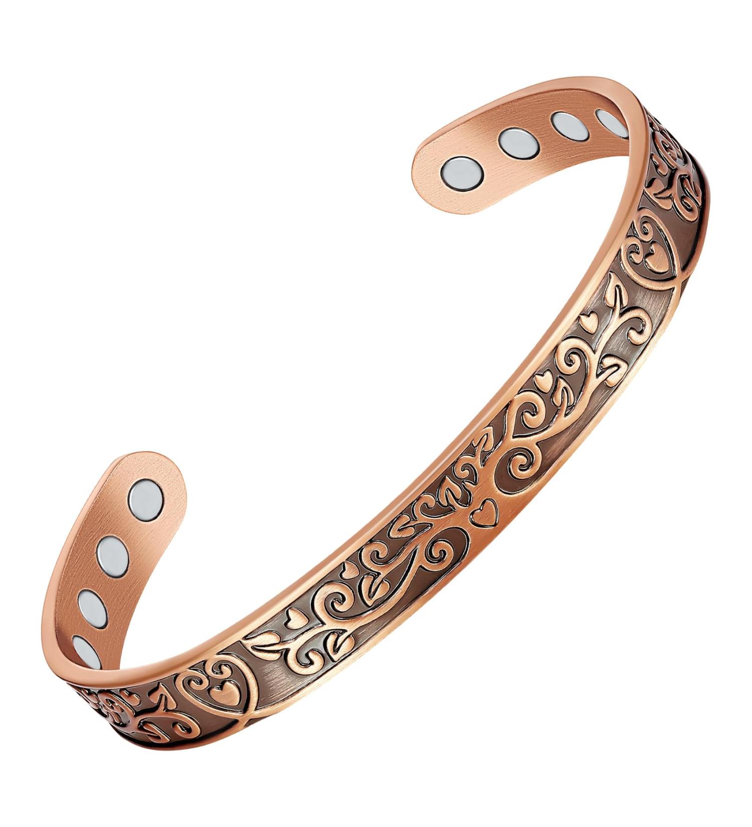 Jecanori Copper Magnetic Bracelet - Adjustable Cuff Bangle with 8pcs 3500 Gauss Magnets | Solid Copper Brazaletes for Men Women | Simple Style | Gift Box Included - Buy Online on GoSupps.com