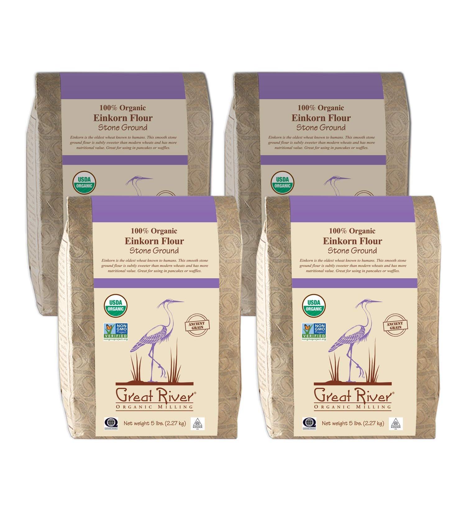 Great River Organic Milling Einkorn Flour 5 lbs - Pack of 4 | Stone Ground Ancient Grain Specialty Flour - Buy Online on GoSupps.com