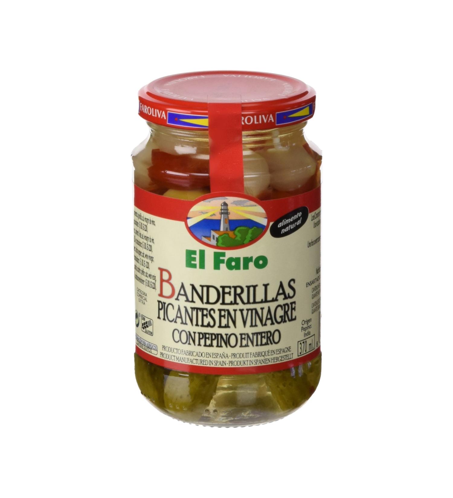 El Faro Banderillas Picantes en Vinagre - Spicy Vinegar Vegetable Skewers 150g | International Shipping Available - Buy Online on GoSupps.com