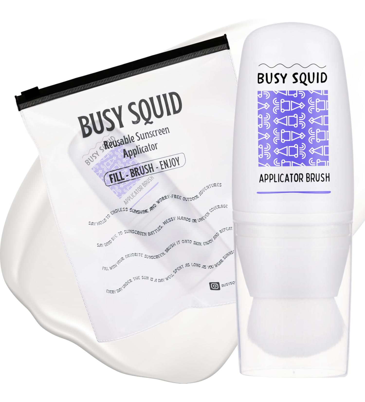 Busy Squid Sunscreen Applicator for Kids & Adults | Refillable Mess-Free Travel Size Brush for Even Lotion Application - Buy Online on GoSupps.com