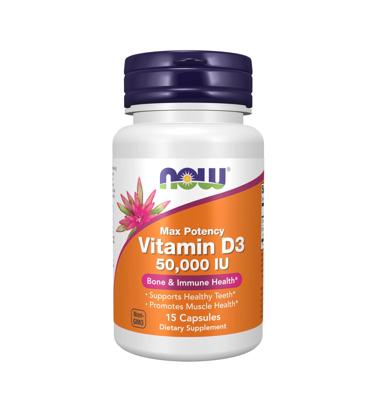 Now Supplements Vitamin D3 50 000 IU 15 Veg Capsules - Buy Online on GoSupps.com