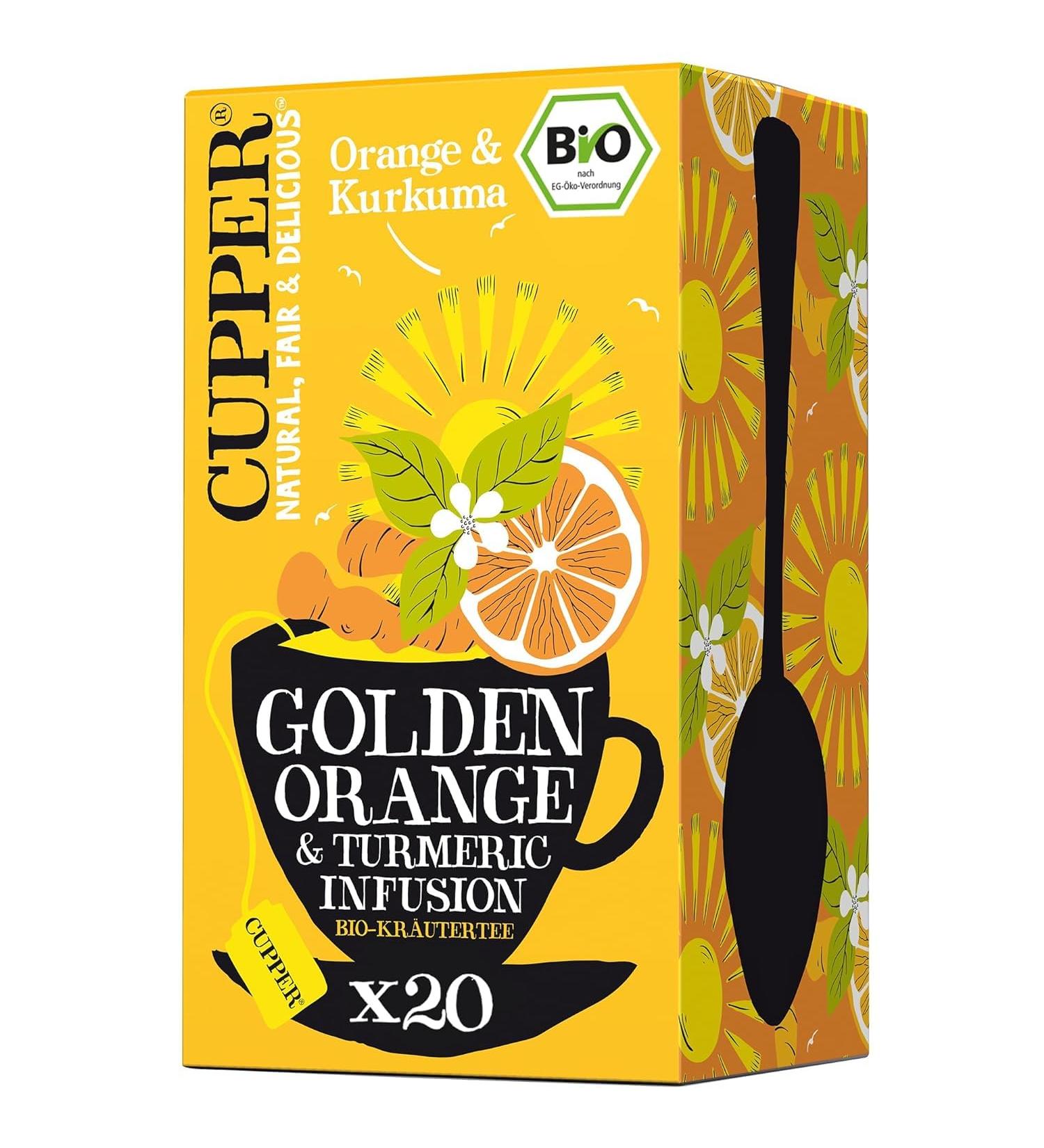 Cupper Organic Herbal Tea - Orange & Turmeric 20 Bags (40g) - Premium International Shipping - Buy Online on GoSupps.com