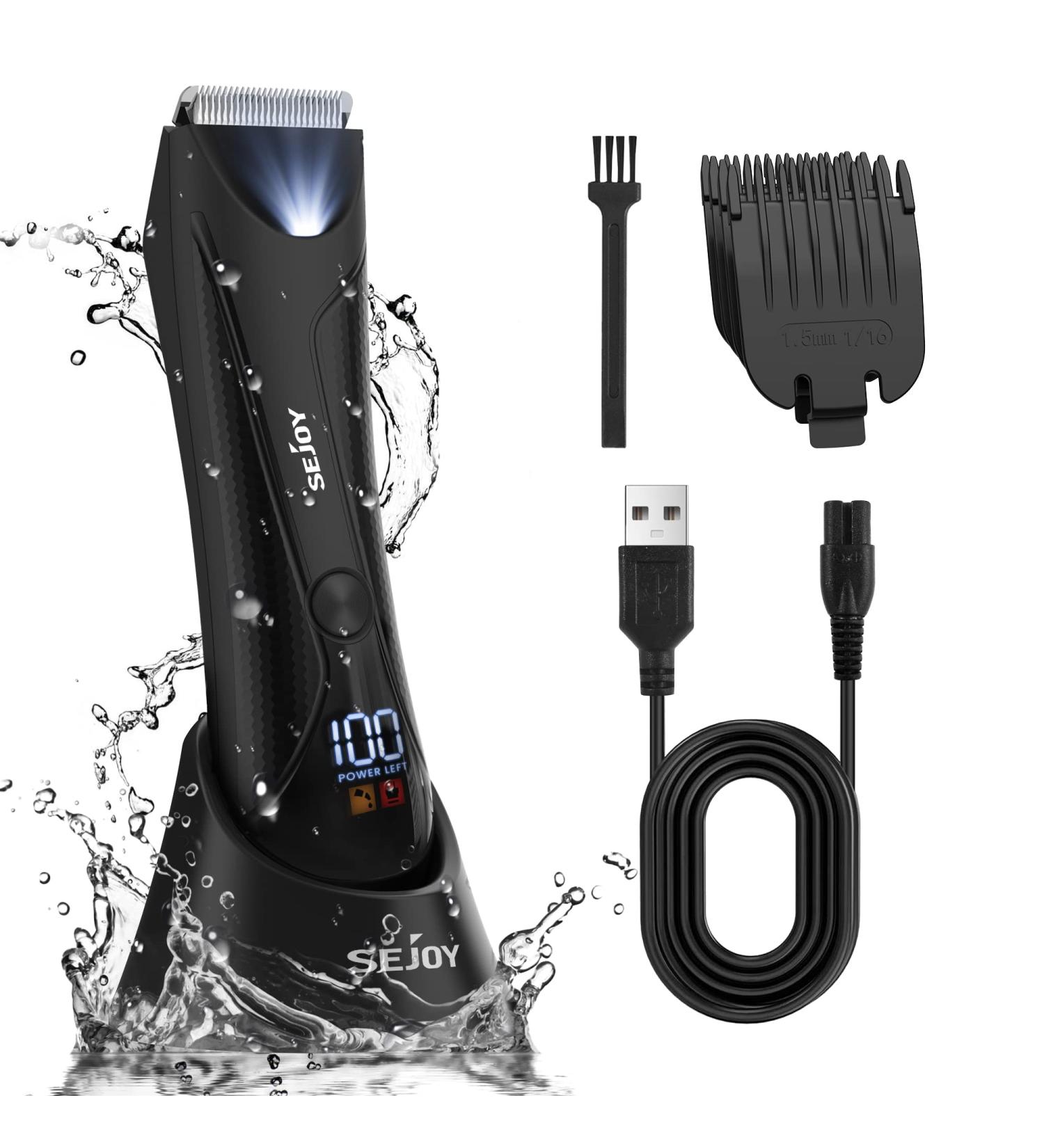 Premium Body Hair Trimmer for Men - Electric Razor for Pubic Armpits & Breasts with Charging Station - Buy Online on GoSupps.com