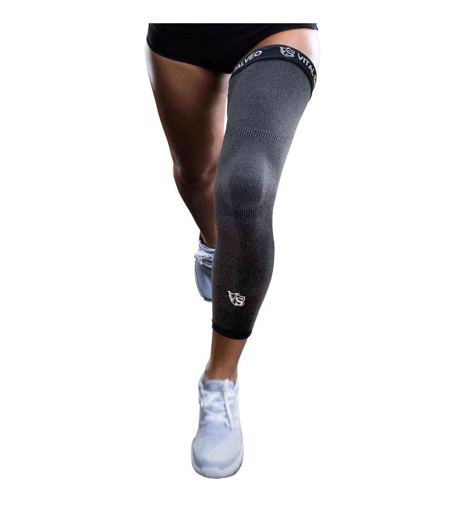 Vital Salveo Bamboo Charcoal & Germanium Full Leg Compression Sleeve XL - Pain Relief for Basketball, Football, Arthritis - Dark Grey - X-Large - Buy Online on GoSupps.com