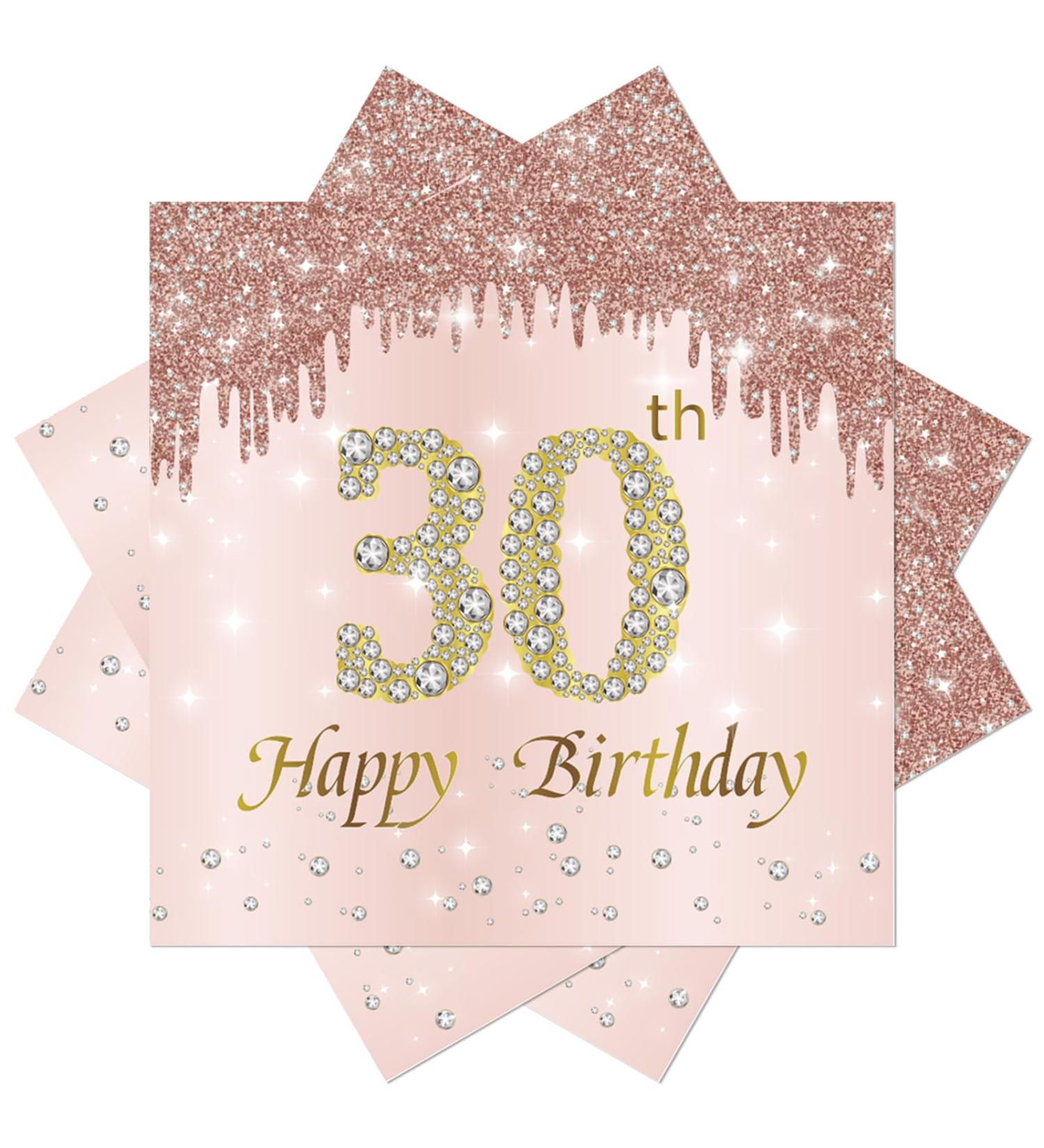 40 Pink Napkins for 30th Birthday - Premium 33x33cm Party Decor for Men & Women - Buy Online on GoSupps.com