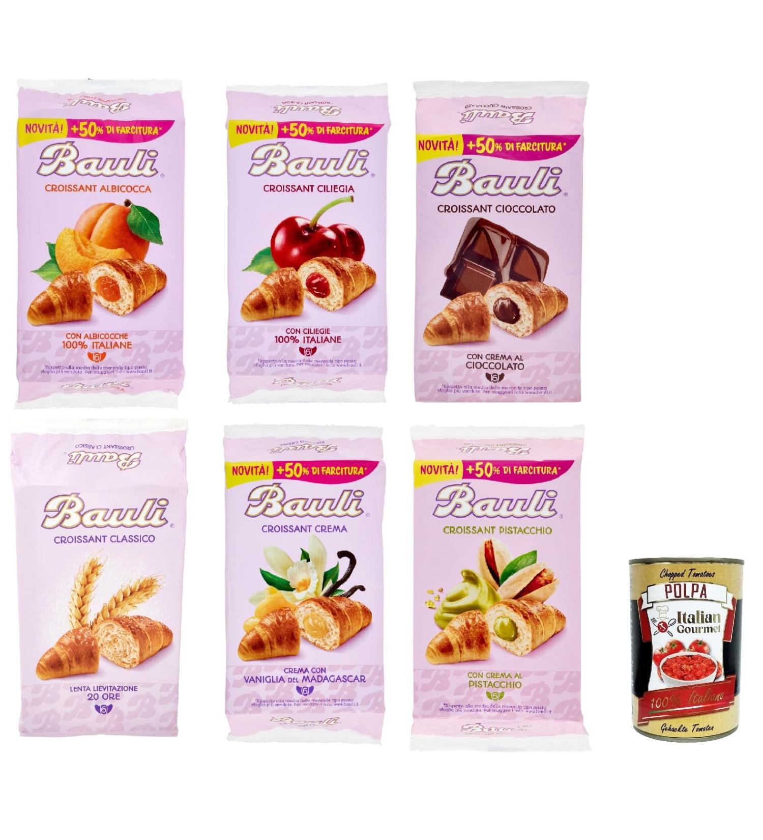  Italian Gourmet E.R. Bauli Cornetti Croissant Brioche Biscuits avec cr me Custard Pistachio Chocolate Apricot Classic Cherry Italie 6 packs + Itlaian Gourmet Pulp 400 g - Buy Online on GoSupps.com