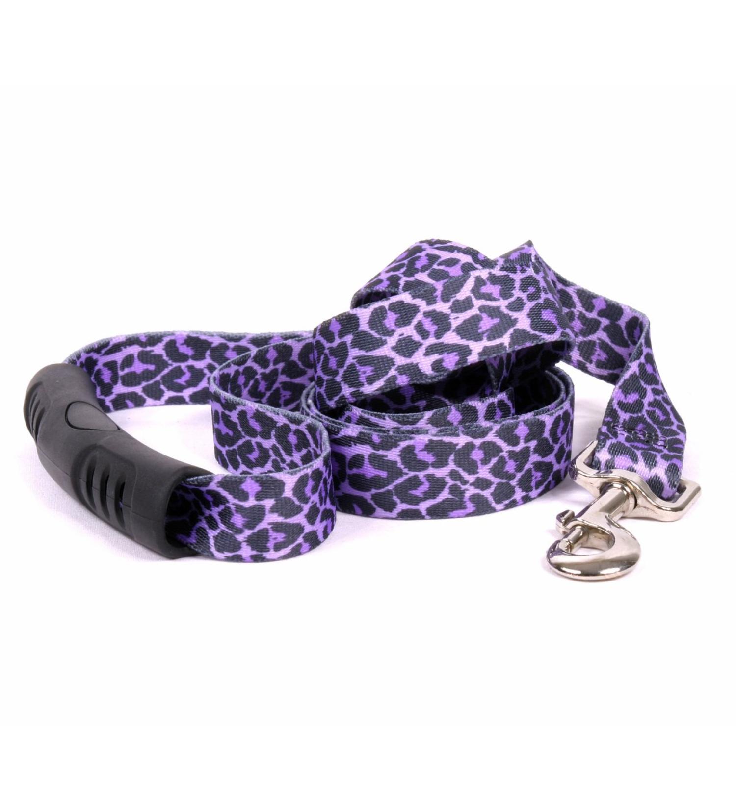 Yellow Dog Design Leopard Purple EZ-Grip Dog Leash with Comfort Handle 3/4" X 60" (5 feet) Long