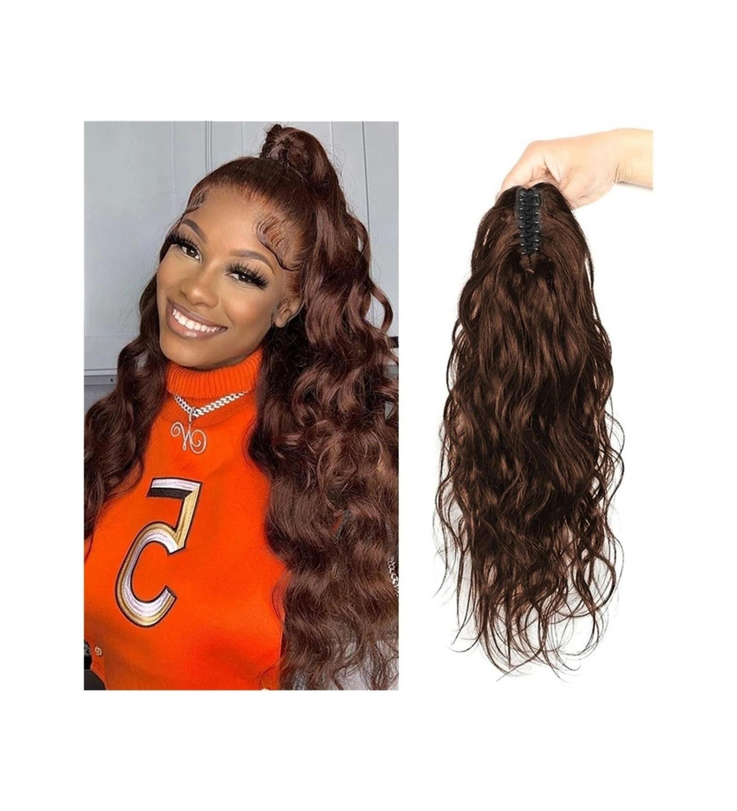 Hair Extensions Ponytail Body Wave Human Hair Ponytail Extension 10-24" Wavy Claw Clip Ponytail Extensions Dark Brown Curly Wavy Claw Clip in Remy Hair Ponytail Hairpieces Natural Synthetic Hairpie 12inches 100g(One square) - Buy Online on GoSupps.com