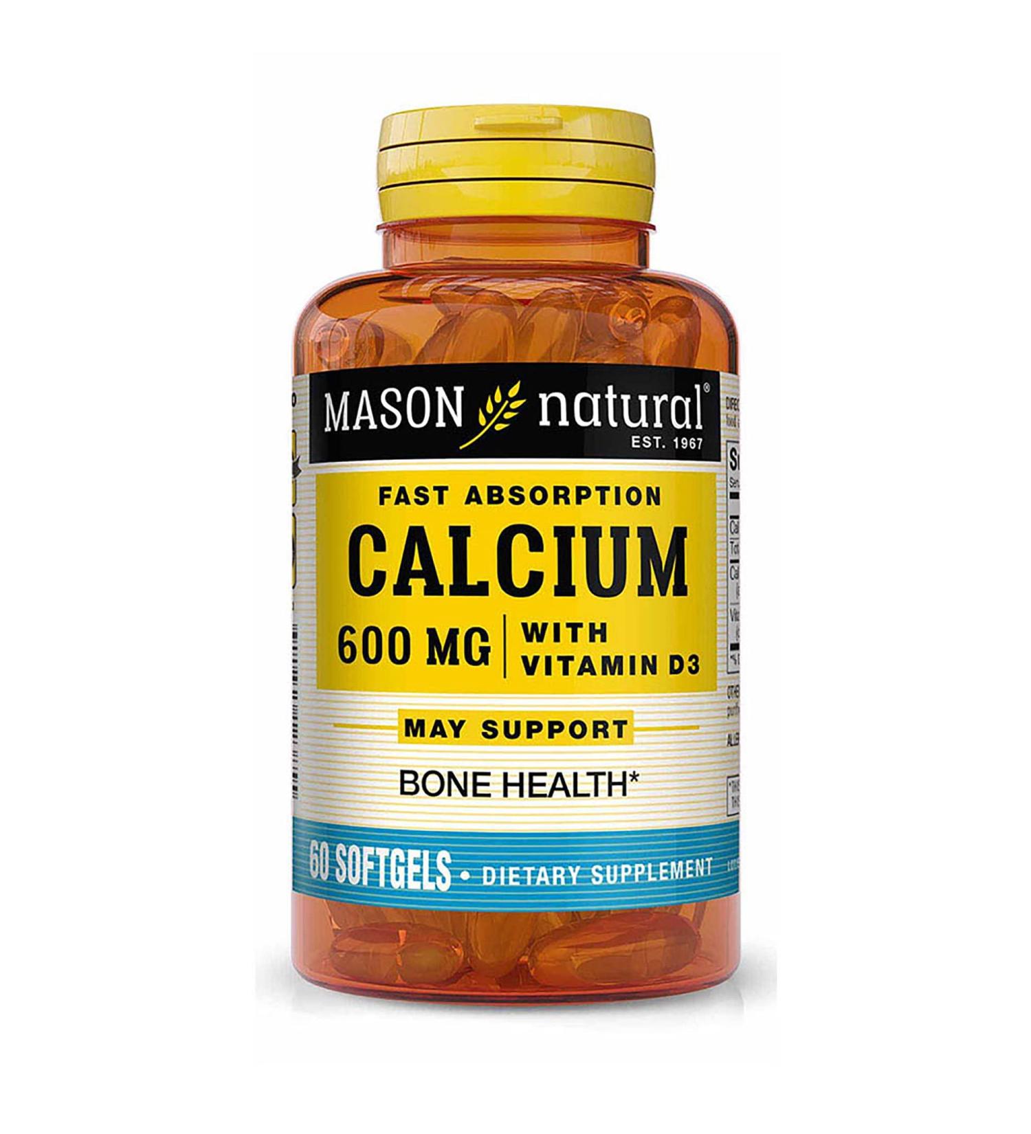 Mason Natural Fast Absorption Calcium + Vitamin D3 - Support Muscle & Bone Health 60 Softgels - Buy Online on GoSupps.com