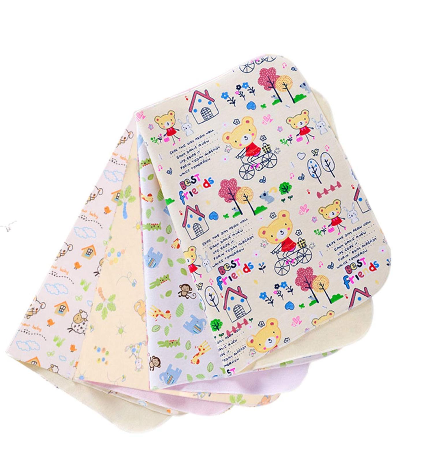 Wrinkle Pad Washable Cotton Bamboo Fiber Diaper Liners - Breathable Waterproof Reusable Mats 4-Pack (11.8x18in) - Yellow Series - Buy Online on GoSupps.com