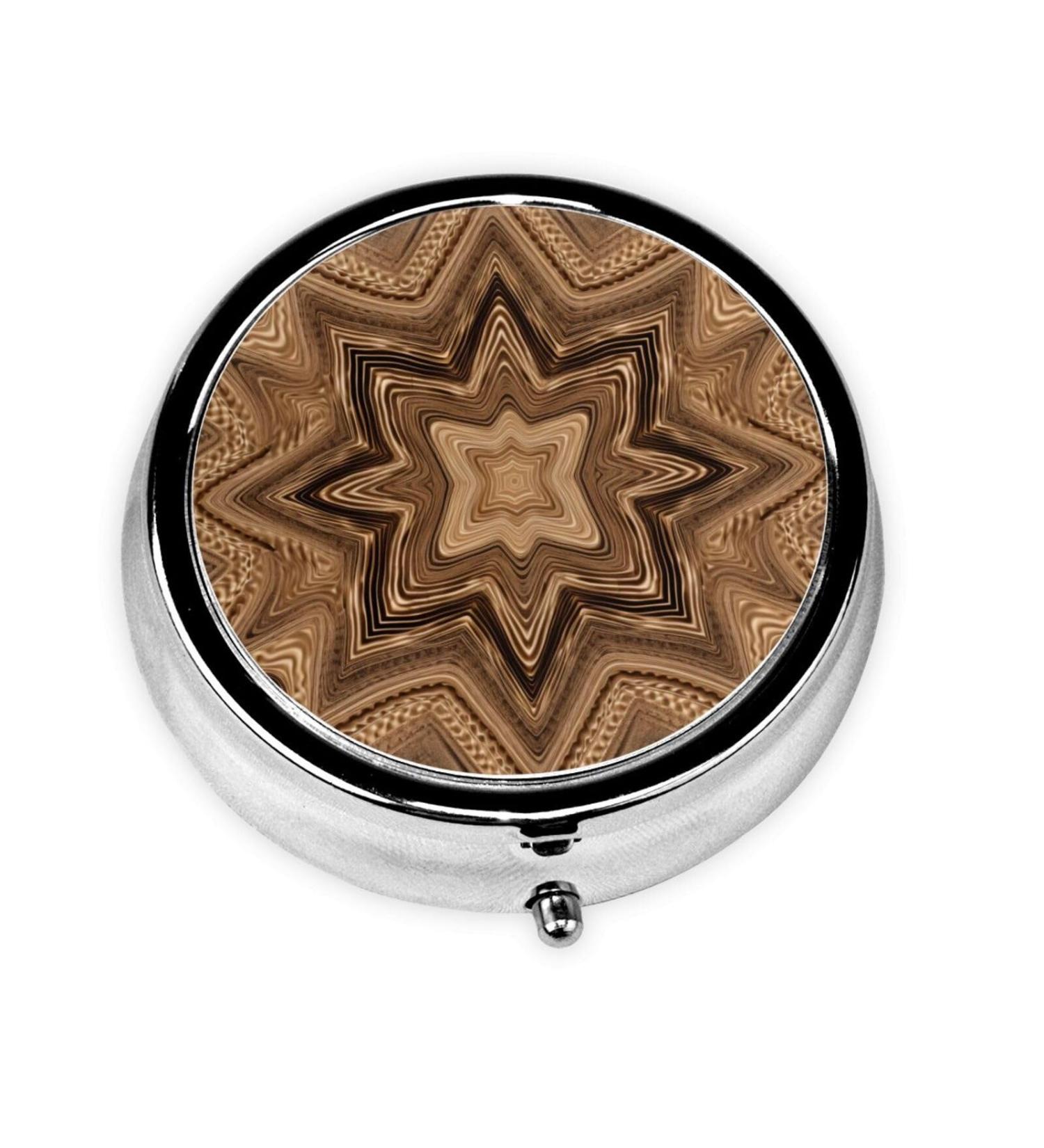 Bohemian Yellow Portable Metal Pill Box - Round Mini 3-Compartment Travel-Friendly Design for Small Pills - Buy Online on GoSupps.com