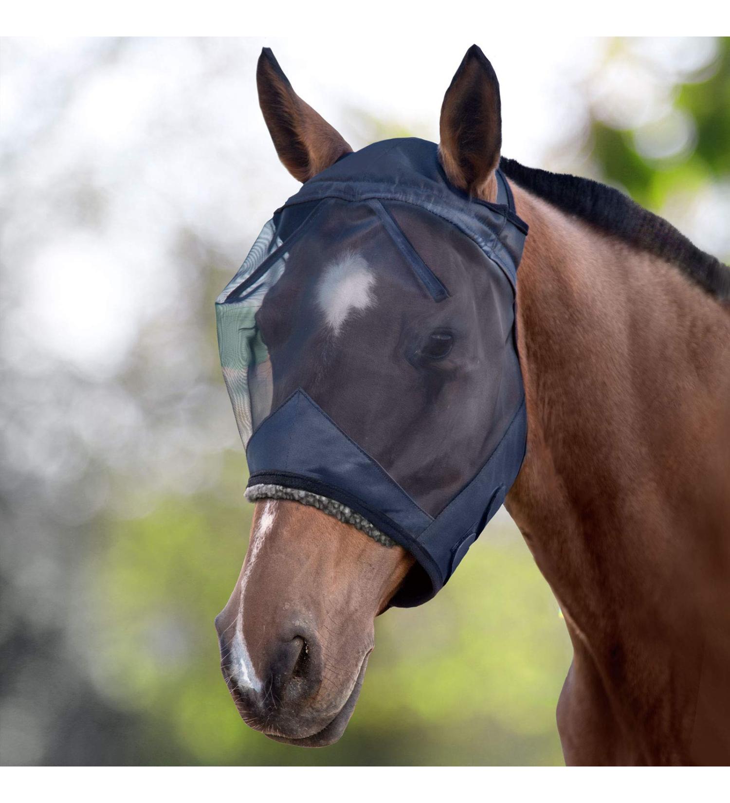 Harrison Howard Caremaster Thick Fleece Fly Mask - UV Protection Transparent Mesh XL Black for Cold Blood Horses - Buy Online on GoSupps.com