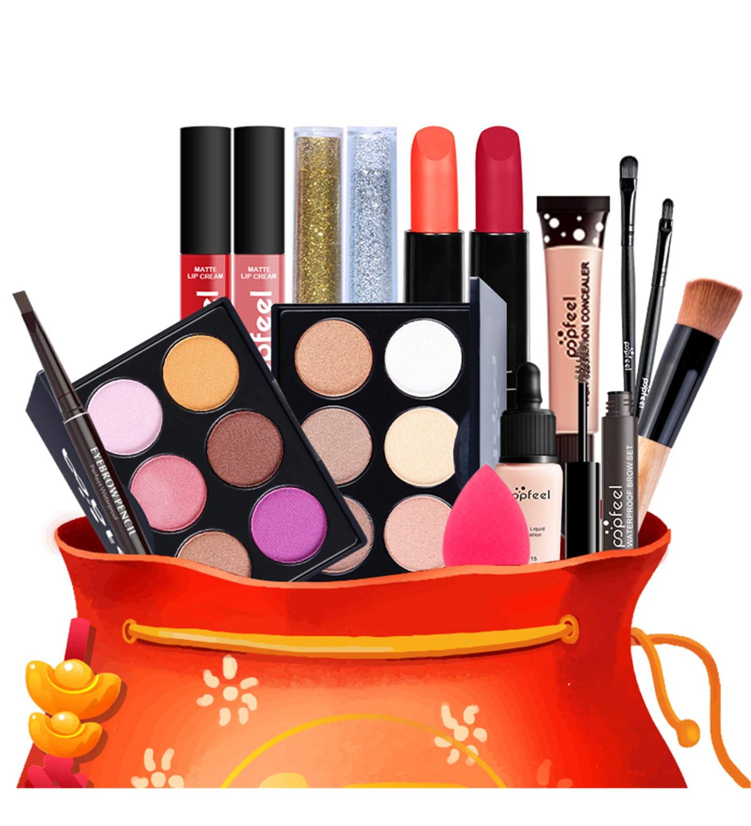 Roseflower 16PC Professional Makeup Set | Teen Girl Makeup Case & Cosmetic Palette | Full Face Makeup Gift Set with Portable Storage Bag - Buy Online on GoSupps.com
