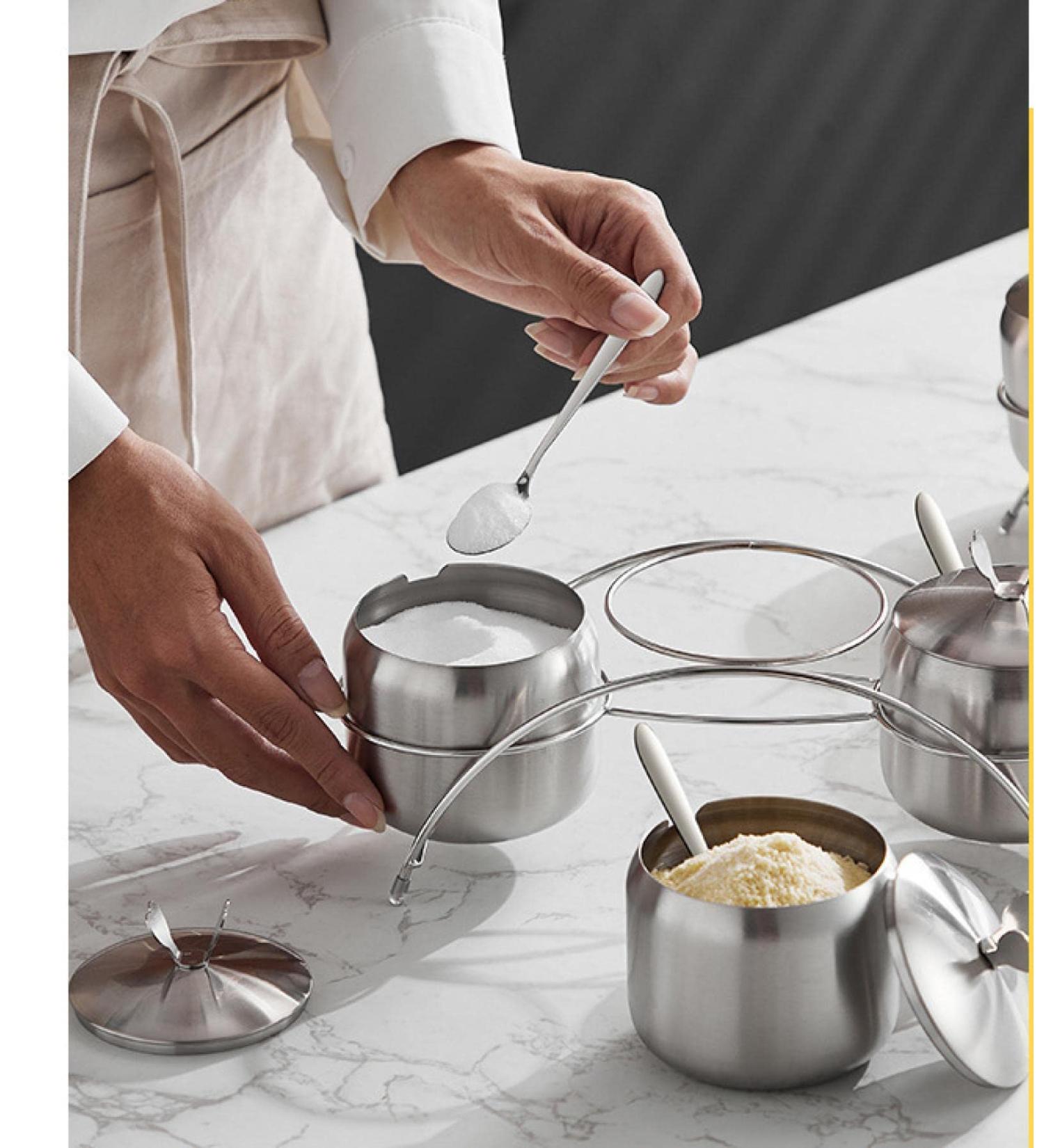 304 Stainless Steel Seasoning can Kitchen Household Seasoning jar Seasoning jar Combination Set Seasoning Bottle Glass Oiler 304balltypesingleflavor