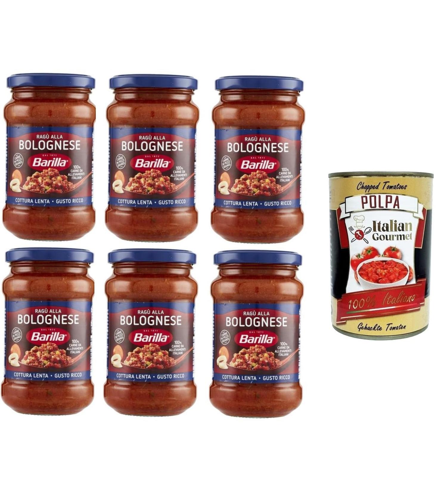  Italian Gourmet E.R. Barilla Sugo Rag alla Bolognese Ready Sauces for Italian Tomato and Selected Gluten Free Meat 400g + Gourmet Italian Polpa 400g - Buy Online on GoSupps.com
