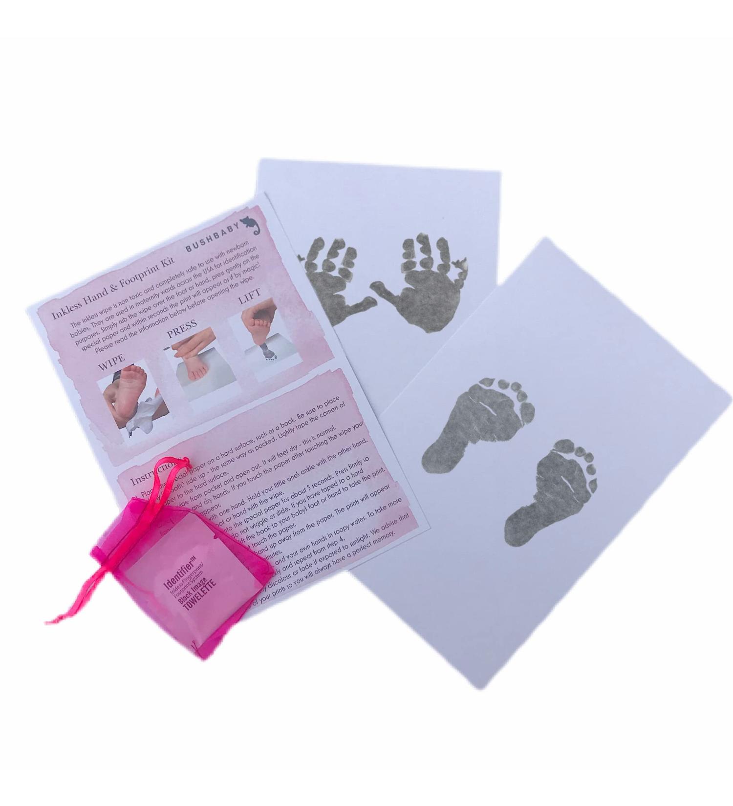 BUSHBABY Inkless Hand & Footprint Kit Inkless Handprint Kit Inkless Paw Print Kit Newborn Keepsake Essential Baby Girl Gifts New Born Baby Shower Gifts for Mum Baby Ink Pads for Hands and Feet 2 wipes Pink - Buy Online on GoSupps.com