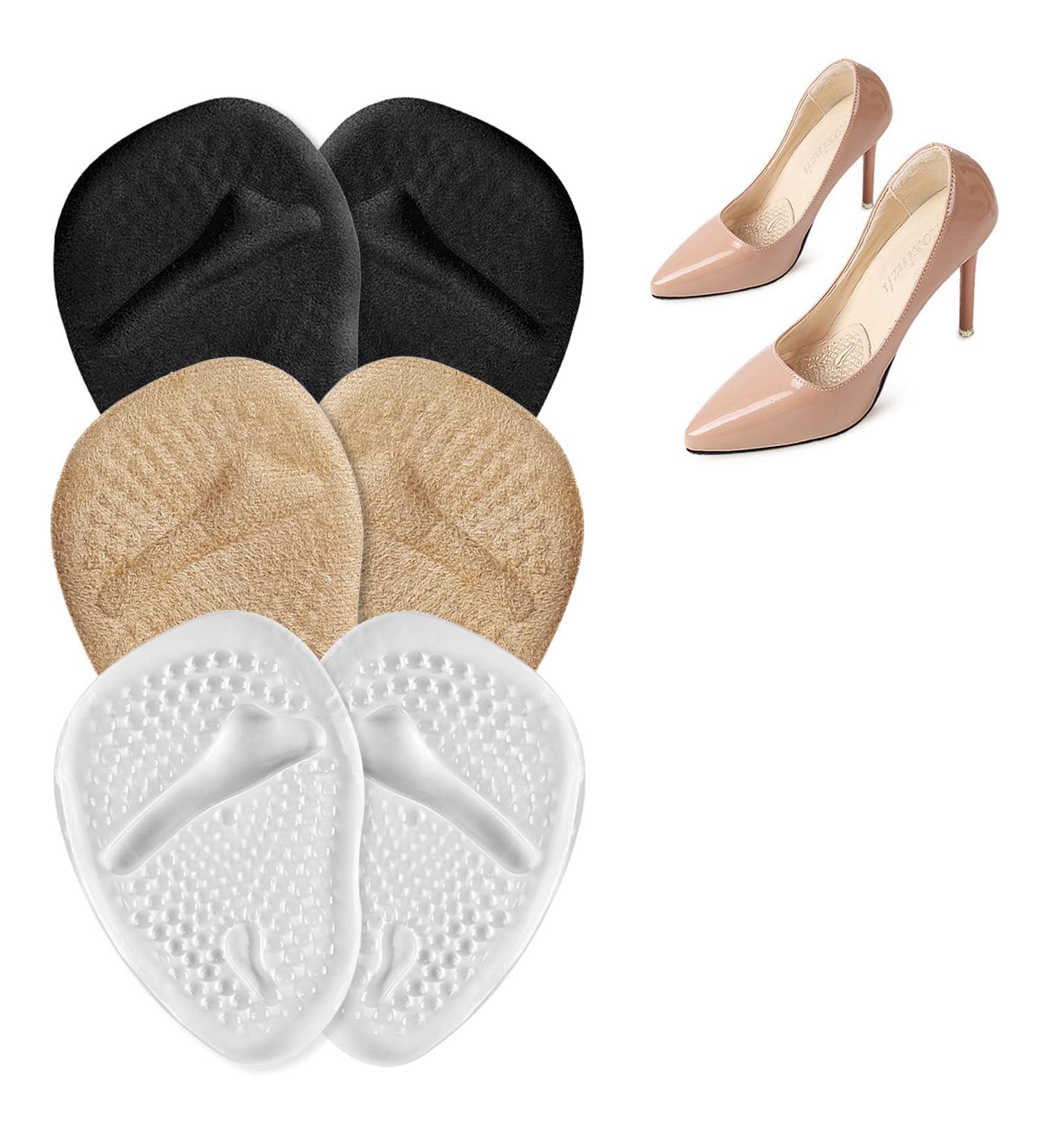Dawnieee High Heel Insoles - 3 Pairs Gel Cushions for Women | Forefoot & Heel Protection Anti-Slip Silicone Pads - One Size White - Buy Online on GoSupps.com
