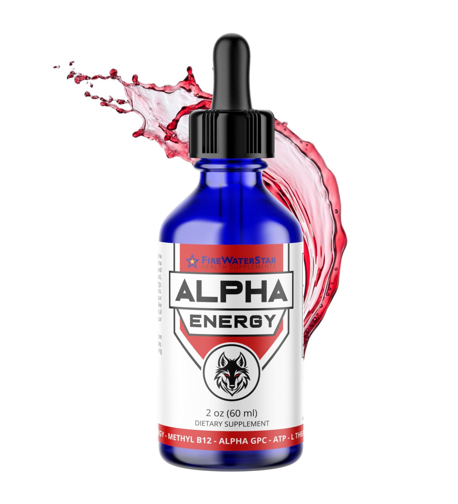 FWS Alpha Energy - Calm Focused Energy without the Caffeine Jitters - Alpha GPC B12 L-Theanine Taurine ATP - Caffeine Free Organic non-GMO - Fast Acting Liquid Nootropic - 30 Servings