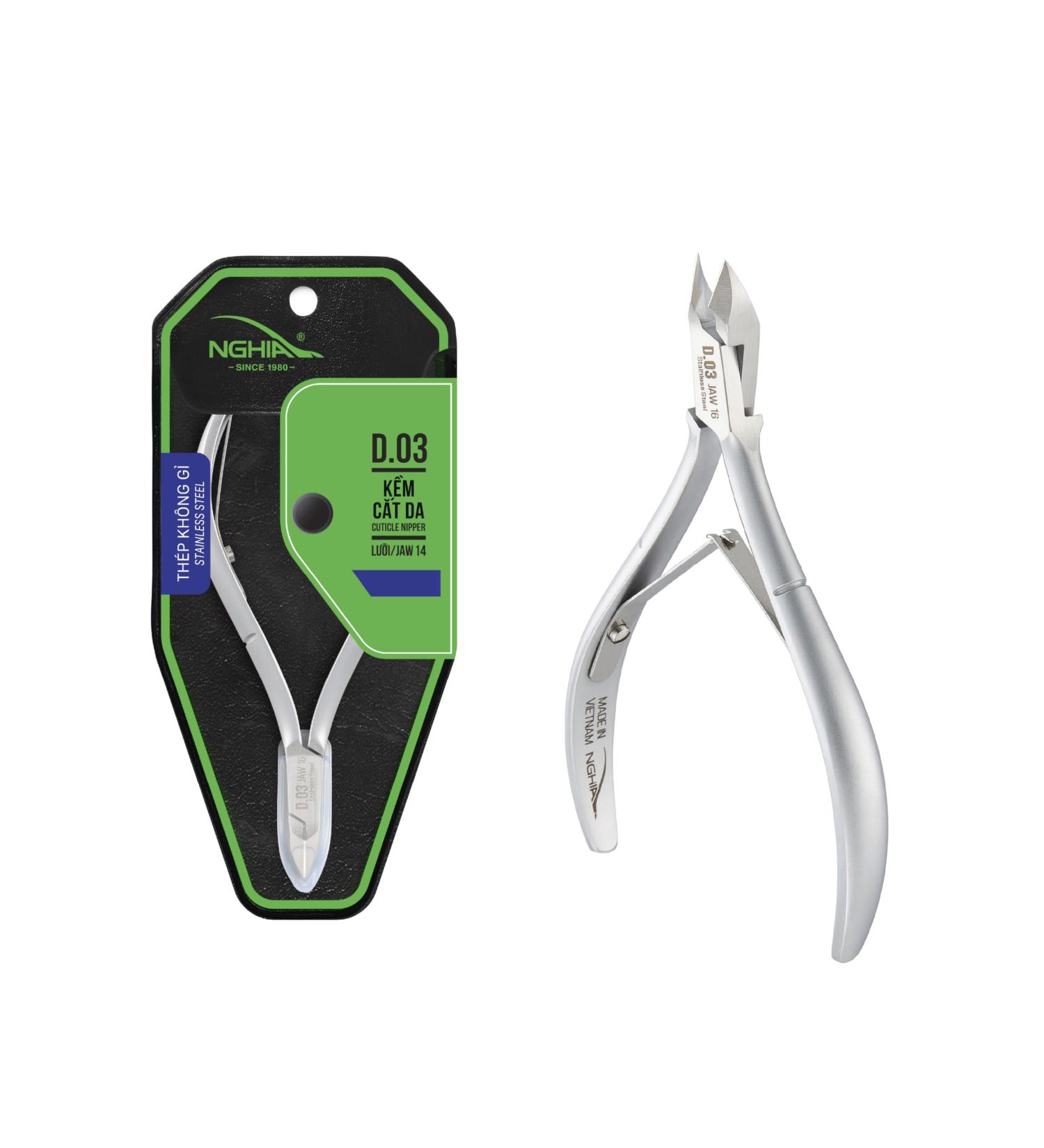 NGHIA Cuticle Nipper D-03 JAW 14 | Durable Stainless Steel Tool | Ergonomic Design for Salons & Home Use - Sharp Grey Plated Nipper - Buy Online on GoSupps.com
