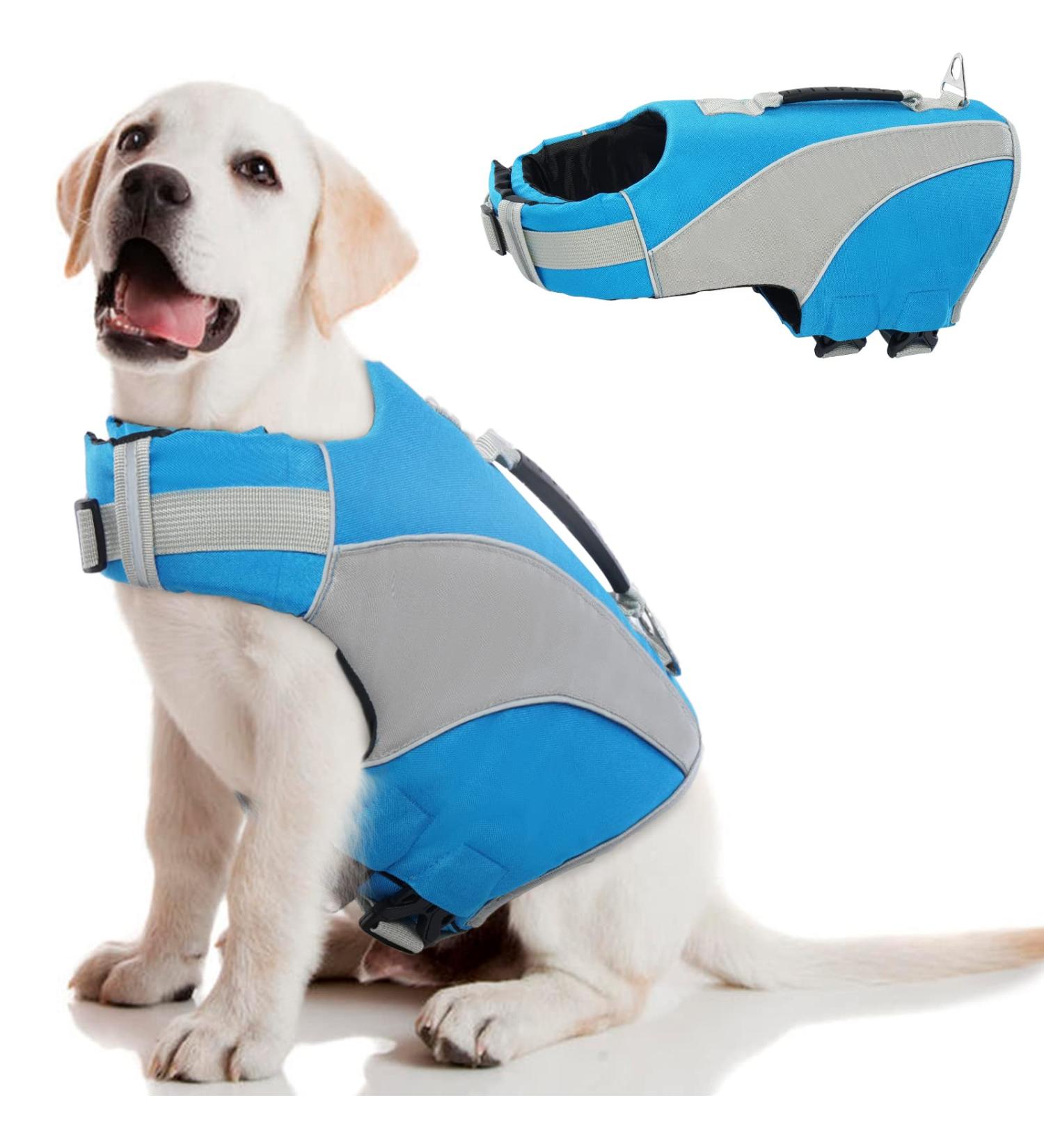 Premium W Up Dog Life Vest - Ripstop Float Coat for Small to Large Dogs | Swimming Training & Safety - Reflective with Rescue Handle - Blue - Buy Online on GoSupps.com