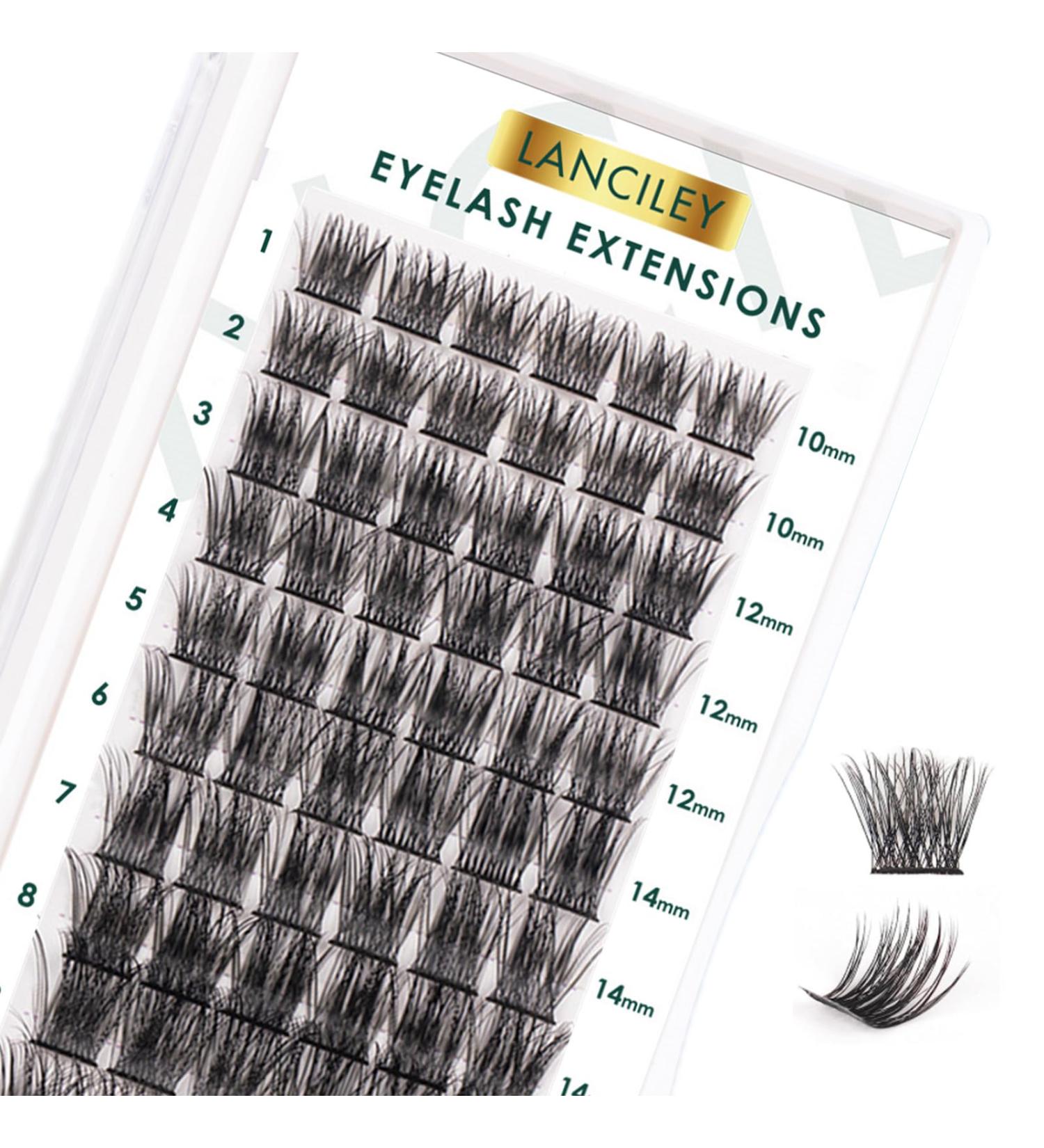 Lanciley Individual Lashes 72 Clusters | DIY Eyelash Extensions C/D Curl | Natural Soft & Reusable | Easy to Use | 10/12/14/15/16mm - L28 - Buy Online on GoSupps.com