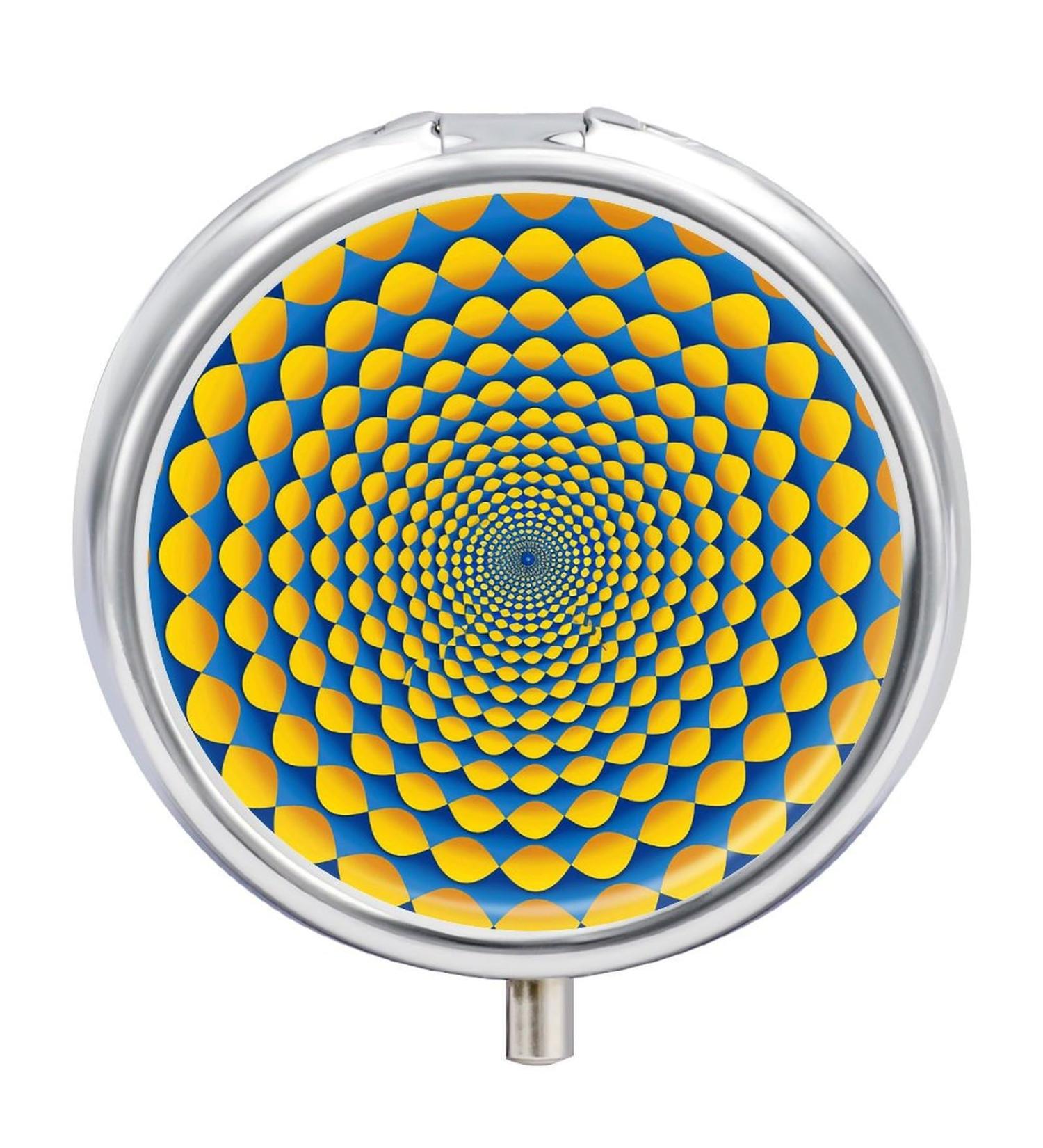 Portable 3 Compartment Pill Box - Travel Medicine Organizer in Yellow Circle Pattern | Small Pill Case for Purse & Pocket - Buy Online on GoSupps.com