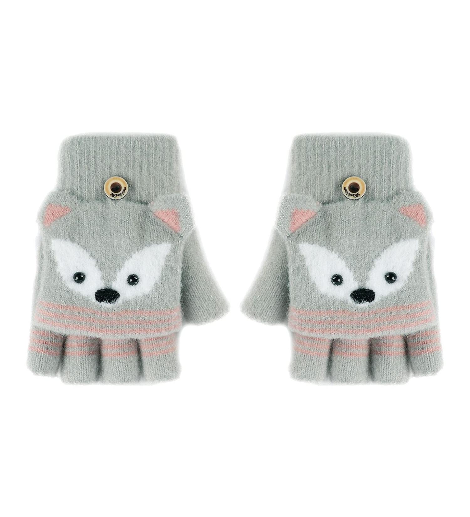Kids Puppy Flip Top Short Gloves | 3-8 Yrs | Fox/Grey - Buy Online on GoSupps.com