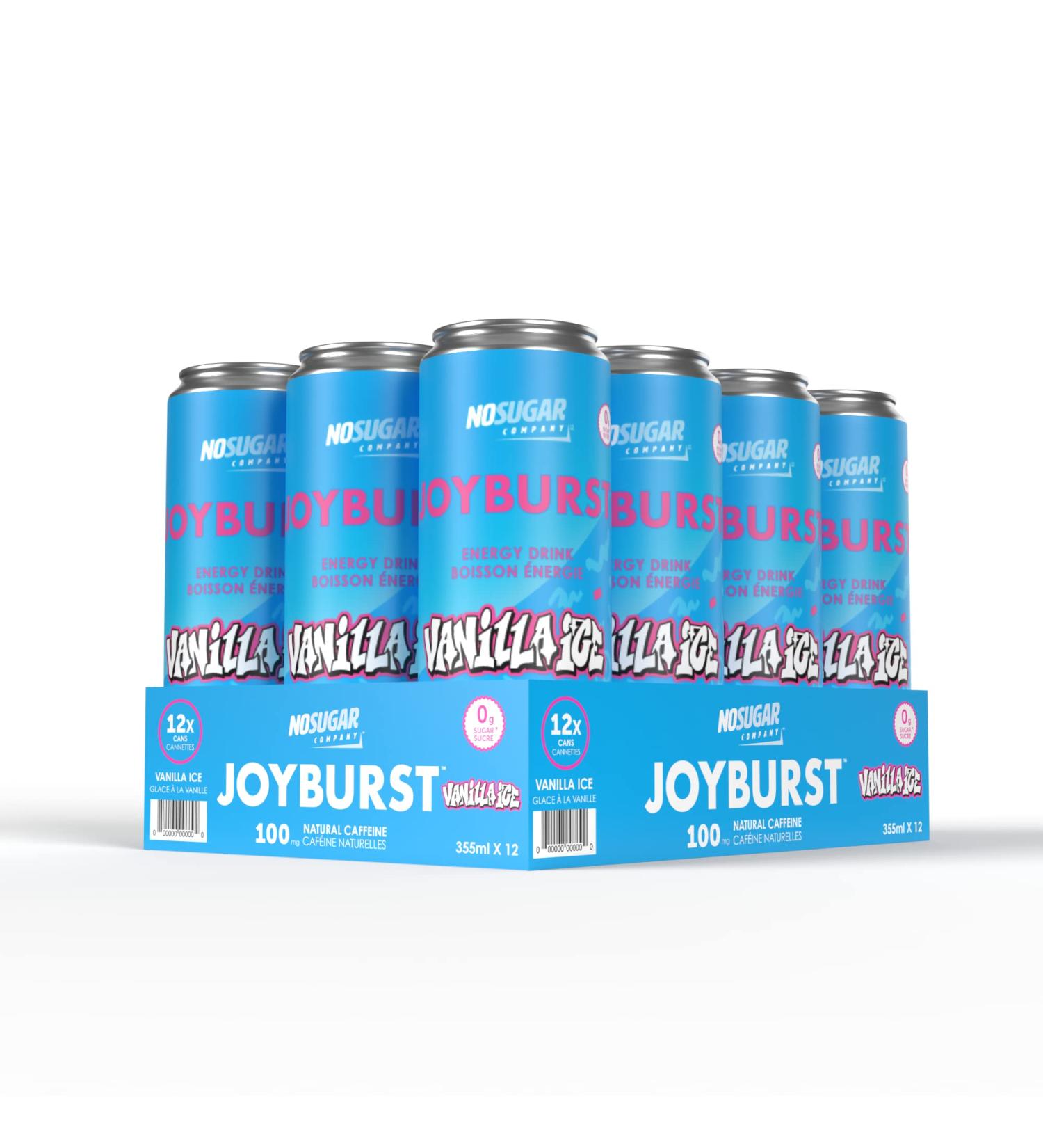 No Sugar Joyburst Energy Drink - 0 Calorie 0 Sugar Low carb drink Sugar Free Energy Drink with Natural Caffeine Hint of Sweetness and Refreshing Sparkling Water (12 count Vanilla Ice) Vanilla Ice 355 ml (Pack of 12) - Buy Online on GoSupps.com