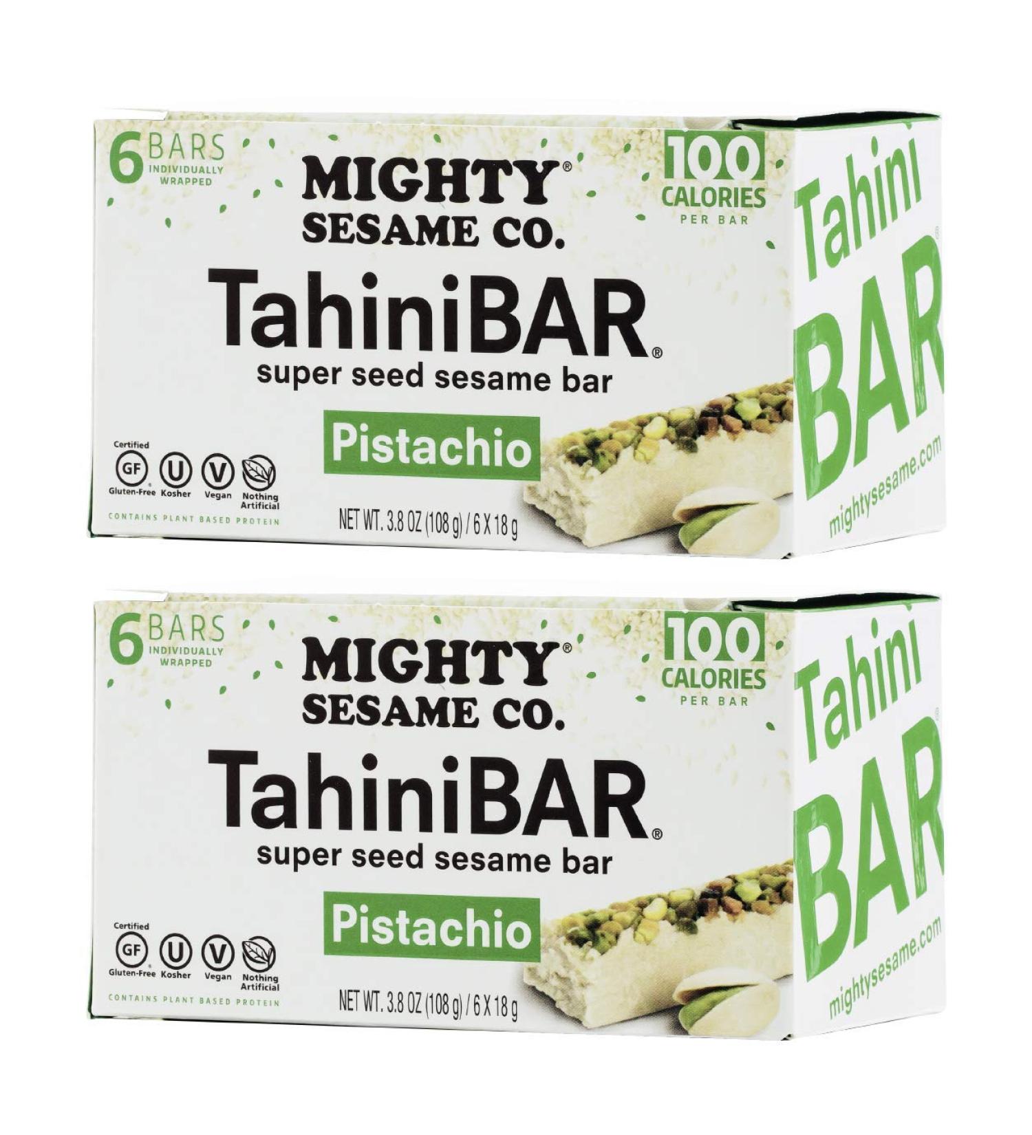 Mighty Sesame Tahini Bars with Pistachio - 2 Pack (12 Bars Total) - Healthy Snack Option - Buy Online on GoSupps.com