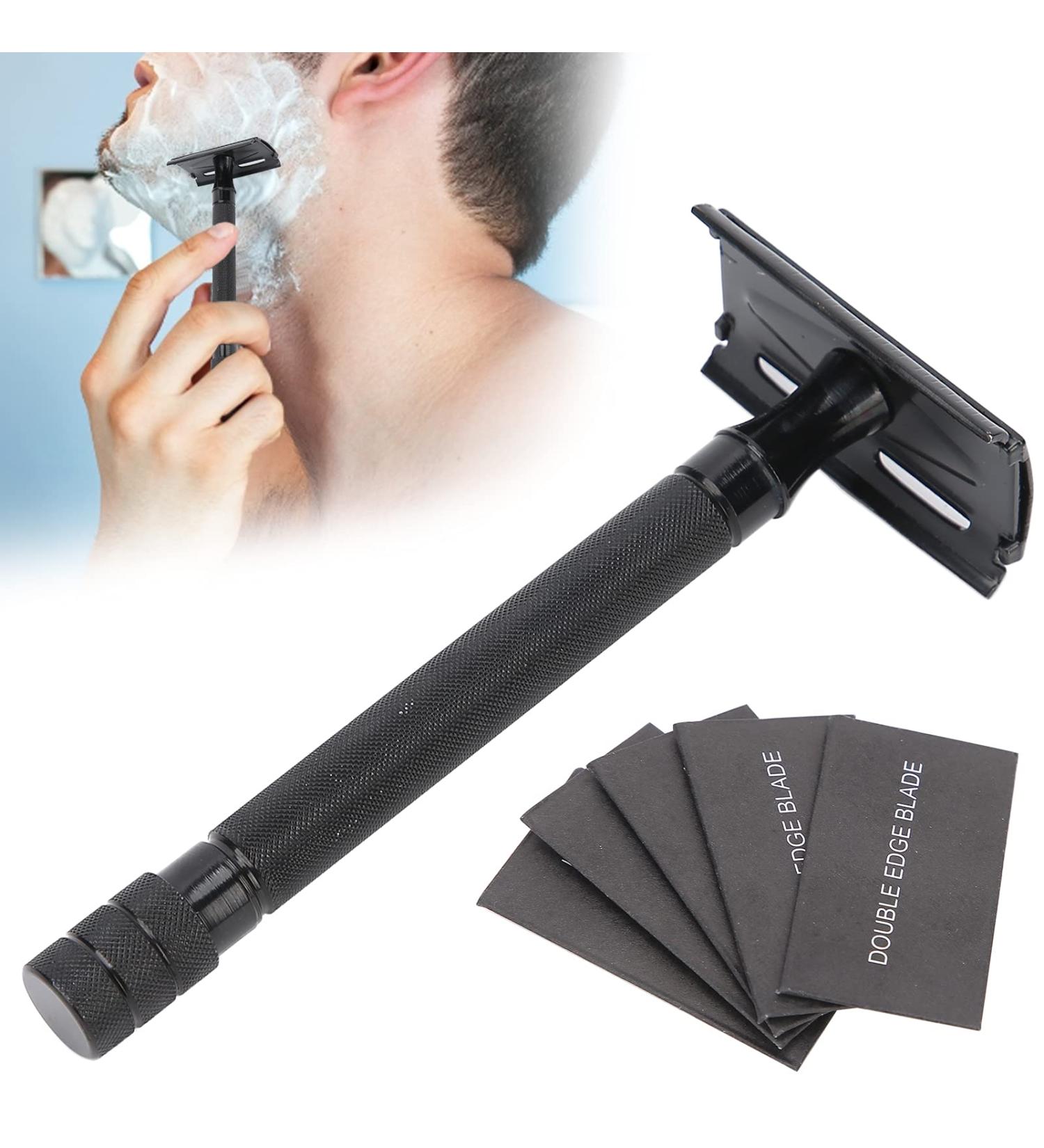 Razor Planer for Men - Dual Edge Beard & Haircut Portable Razor Set with Long Grip & 5 Blades - Ideal for Grooming & Travel - Buy Online on GoSupps.com