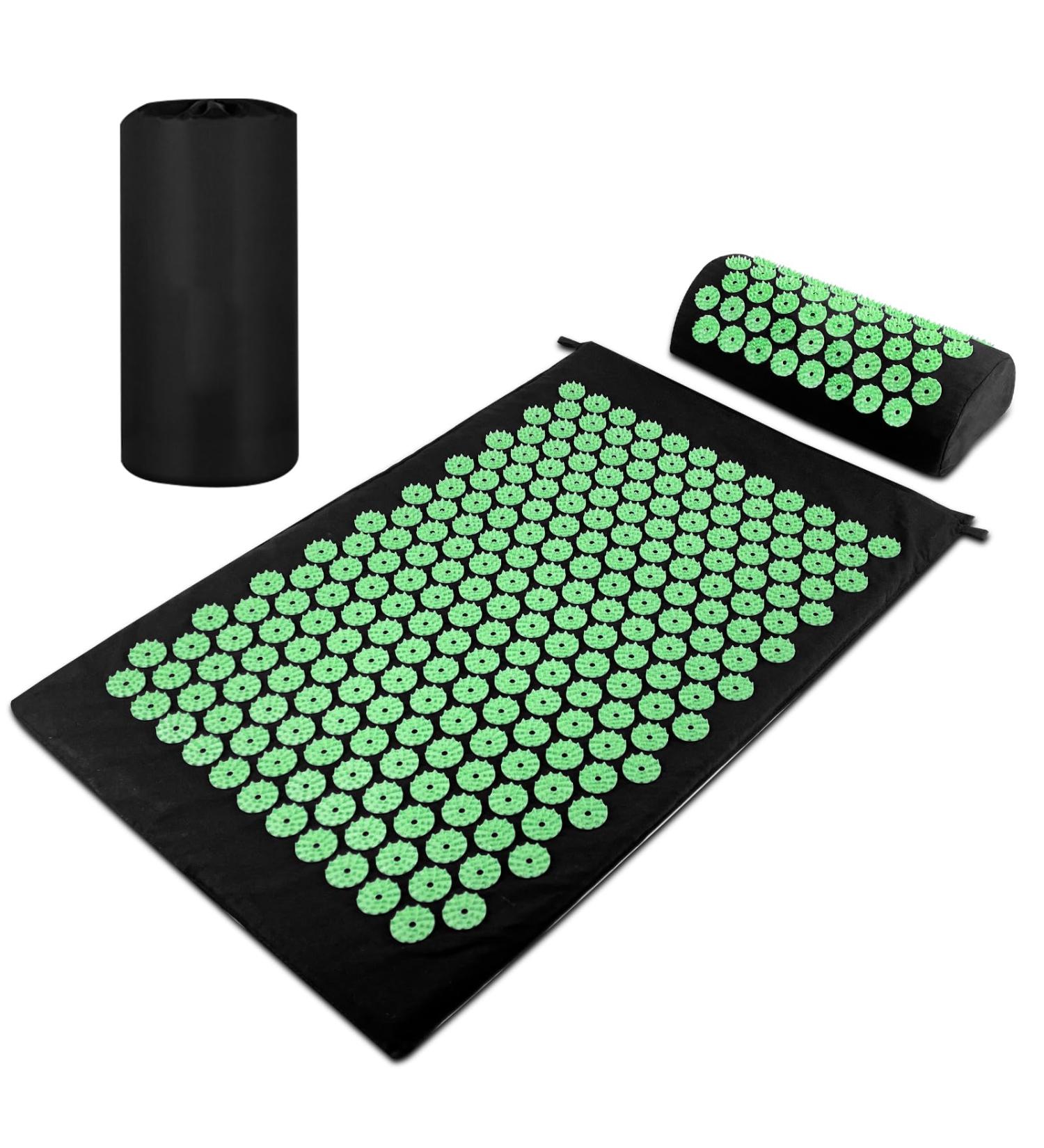 Magrimaxio Acupressure Mat Set with Pillow - Acupuncture & Spike Mat for Pain Relief Relaxation & Meditation - Eco-Friendly Green Color - Buy Online on GoSupps.com