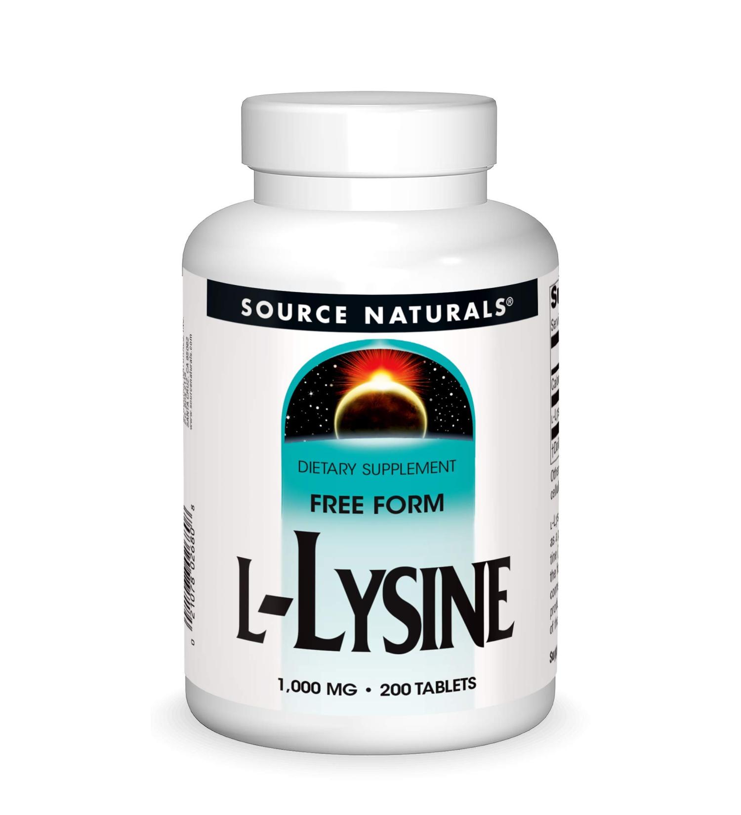 Source Naturals L-Lysine 1000mg - 200 Tablets | Immune Support & Healthy Skin - Buy Online on GoSupps.com