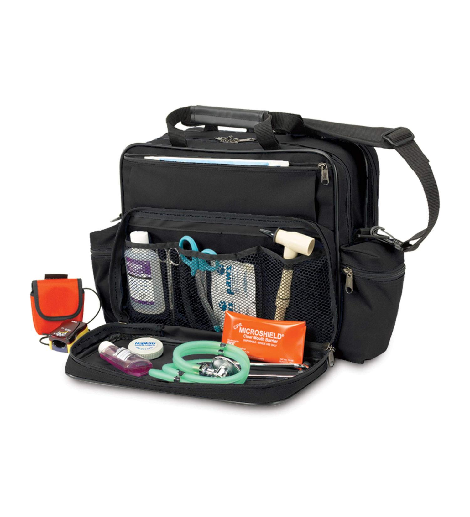 Hopkins Medical Products Home Health Shoulder Bag | Waterproof Exterior | Large Storage Compartments | Adjustable Strap | 14x11.5x8 Inches | Black - Buy Online on GoSupps.com