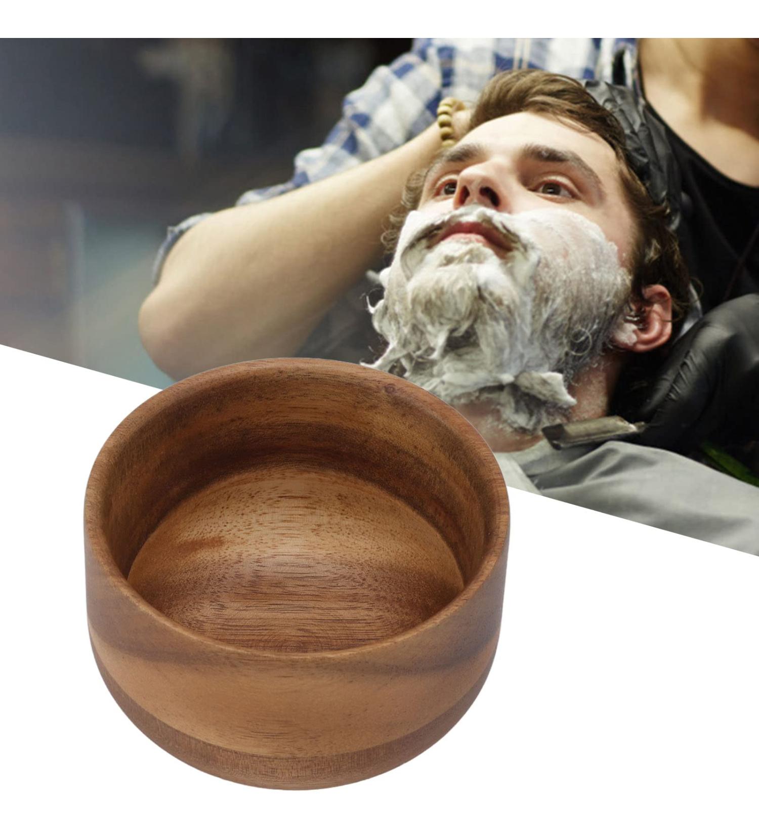 Premium Wooden Shaving Bowl & Soap Set for Men | Portable Facial Cleaning Tools | International Shipping Available - Buy Online on GoSupps.com