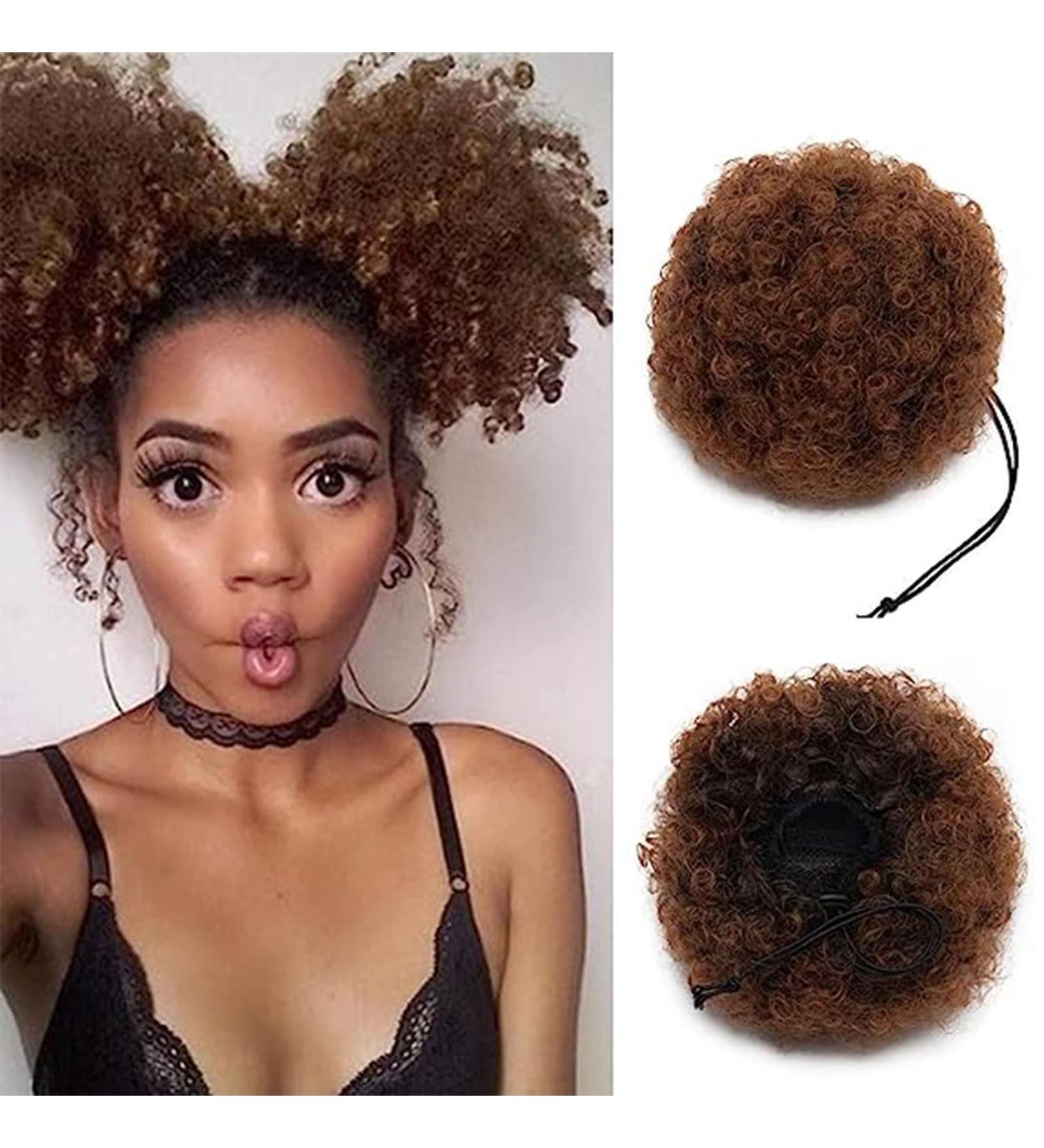 JHZHONG Afro Puff Drawstring Ponytail for Black Women Short Kinky Curly Afro Ponytail Synthetic Hair Afro Bun Drawstring Ponytail for Women Dark brown/T30(small size(Pack of 2) small size(Pack of 2) Dark brown/T30 - Buy Online on GoSupps.com