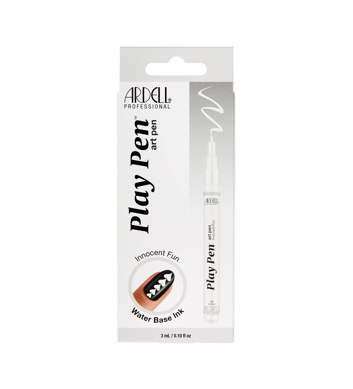 Ardell Nailart Play Pen - UV-Free Nail Polish Pen for French Tips & Patterns | Thin Brush for Perfect Lines - White - Buy Online on GoSupps.com
