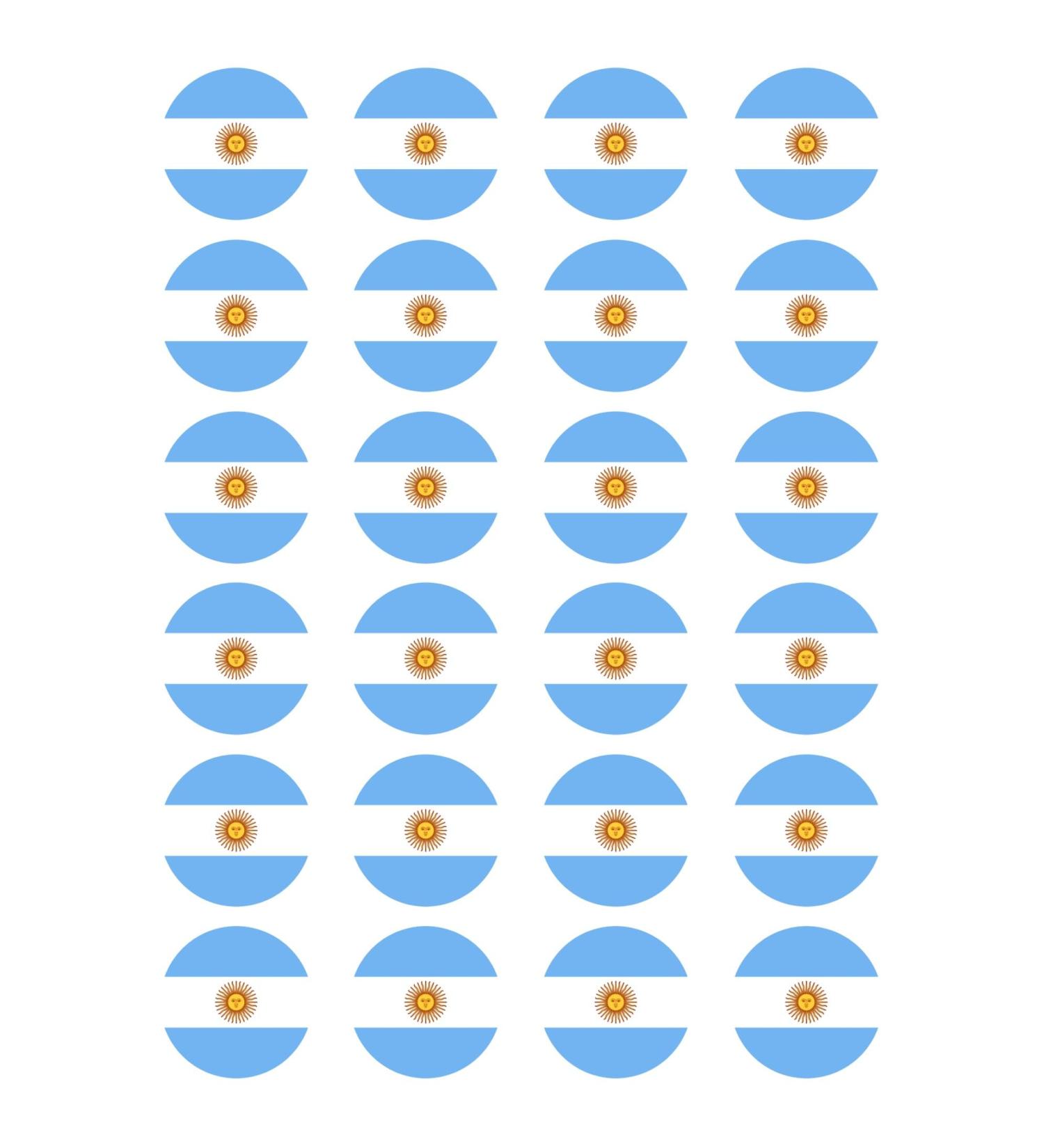 24 x Argentina Flag Edible Wafer or Icing Cupcake Topper Fun Country Party Cake Decorations Perfect For Brownies Cookies Muffins & More! (Premium Icing Sheet)