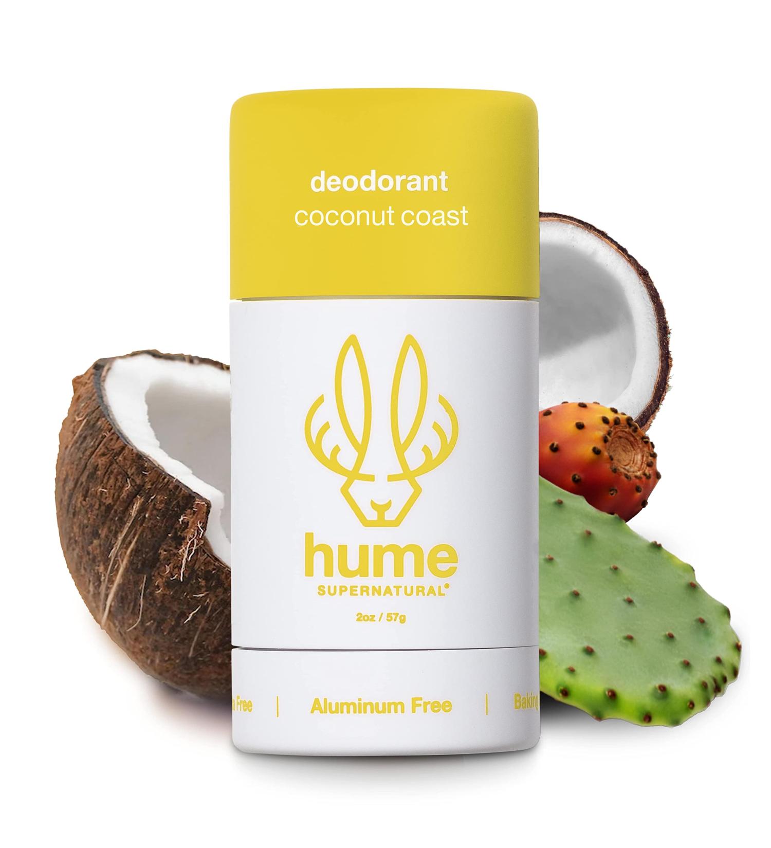 Hume Supernatural Natural Deodorant - Aluminum Free, Probiotic Plant Based with Aloe & Cactus Flower - Coconut Coast 1-Pack - Buy Online on GoSupps.com